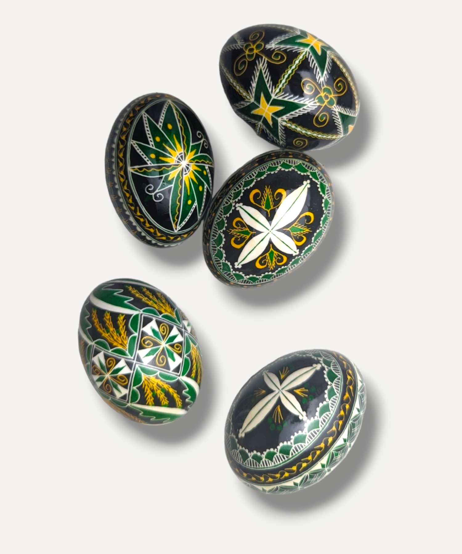 Traditional Green Hand-Decorated Eggs