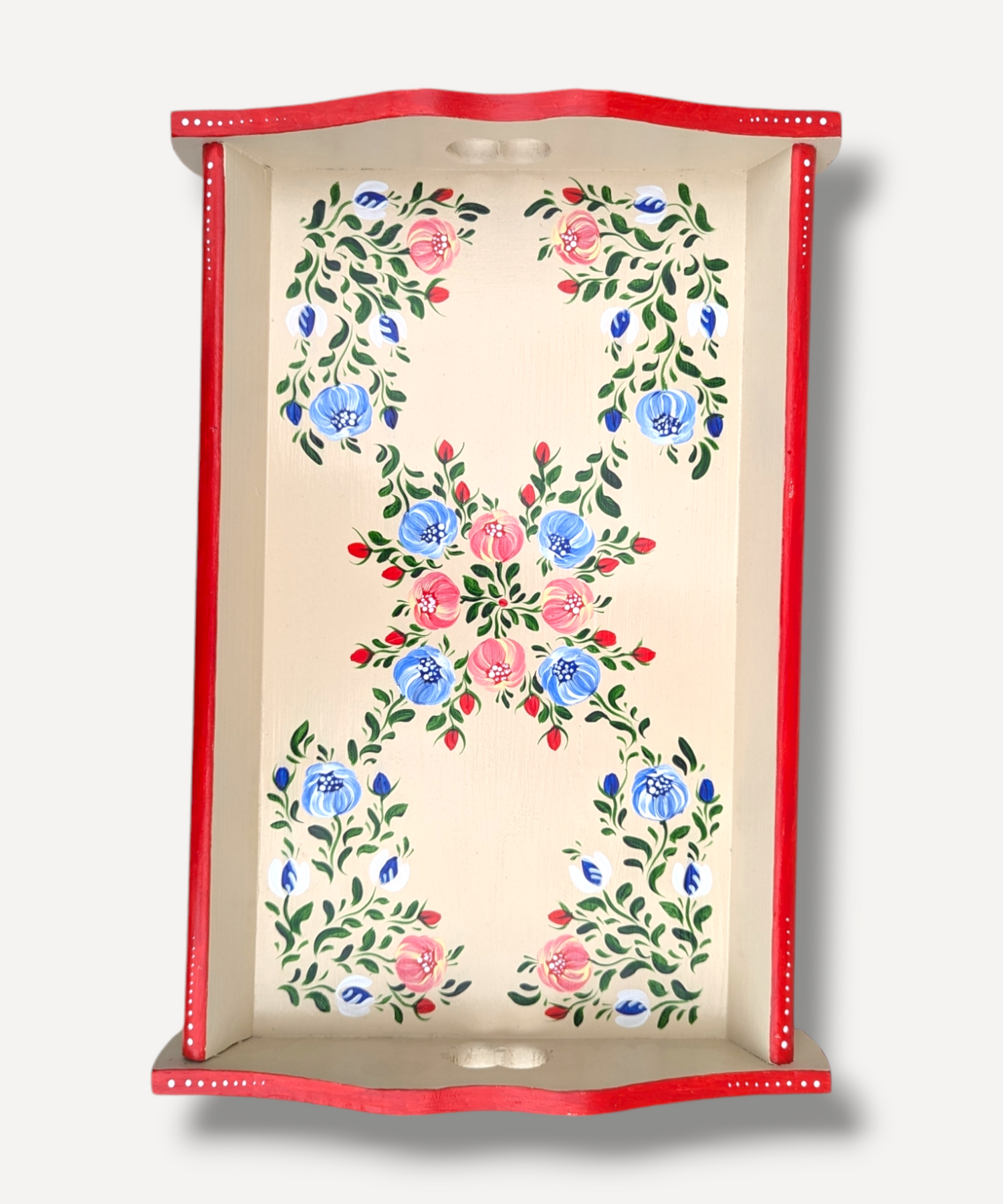 Casa De Folklore Cream - Hand Painted Wooden Tray Wooden
