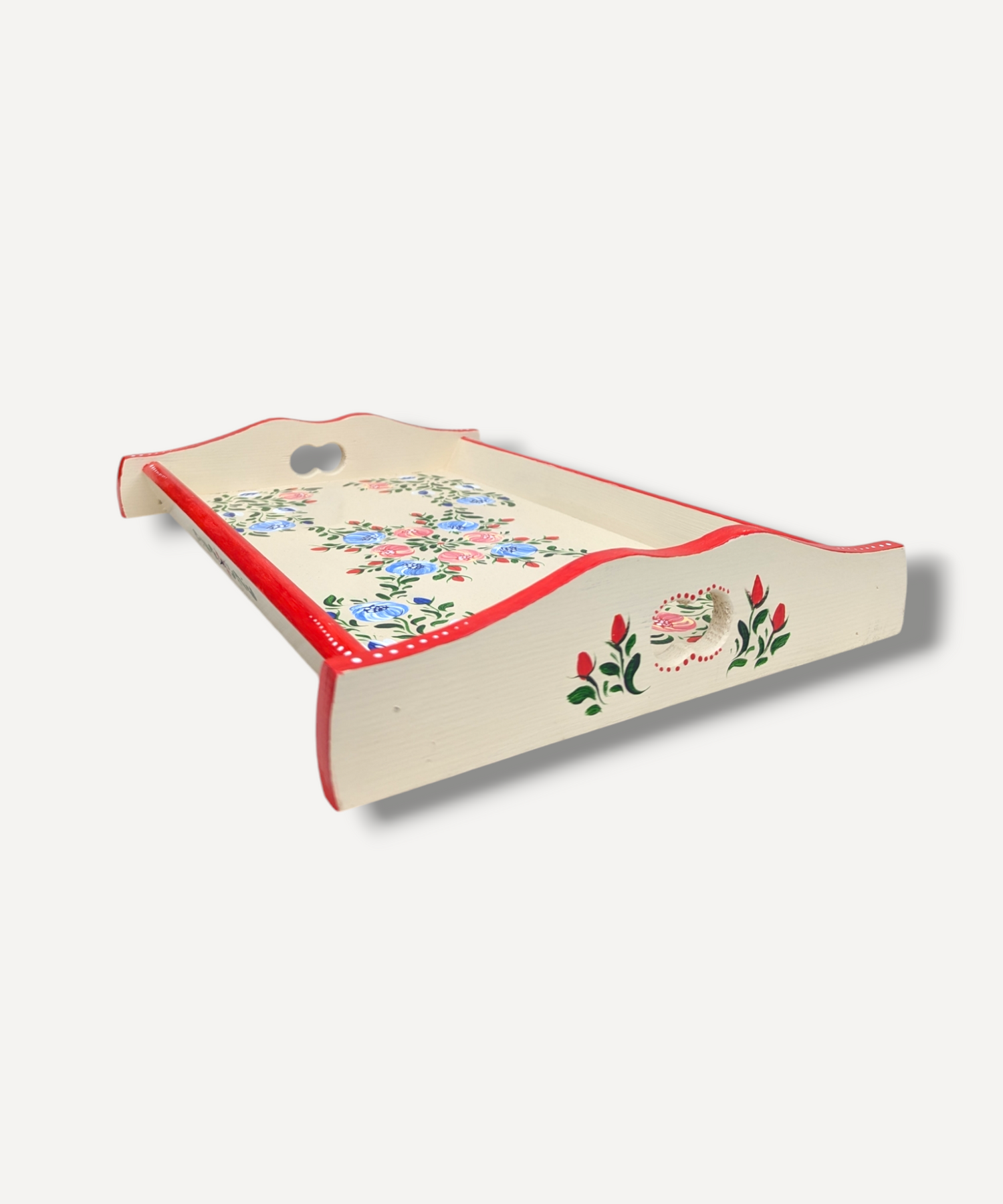 Casa De Folklore Cream - Hand Painted Wooden Tray side