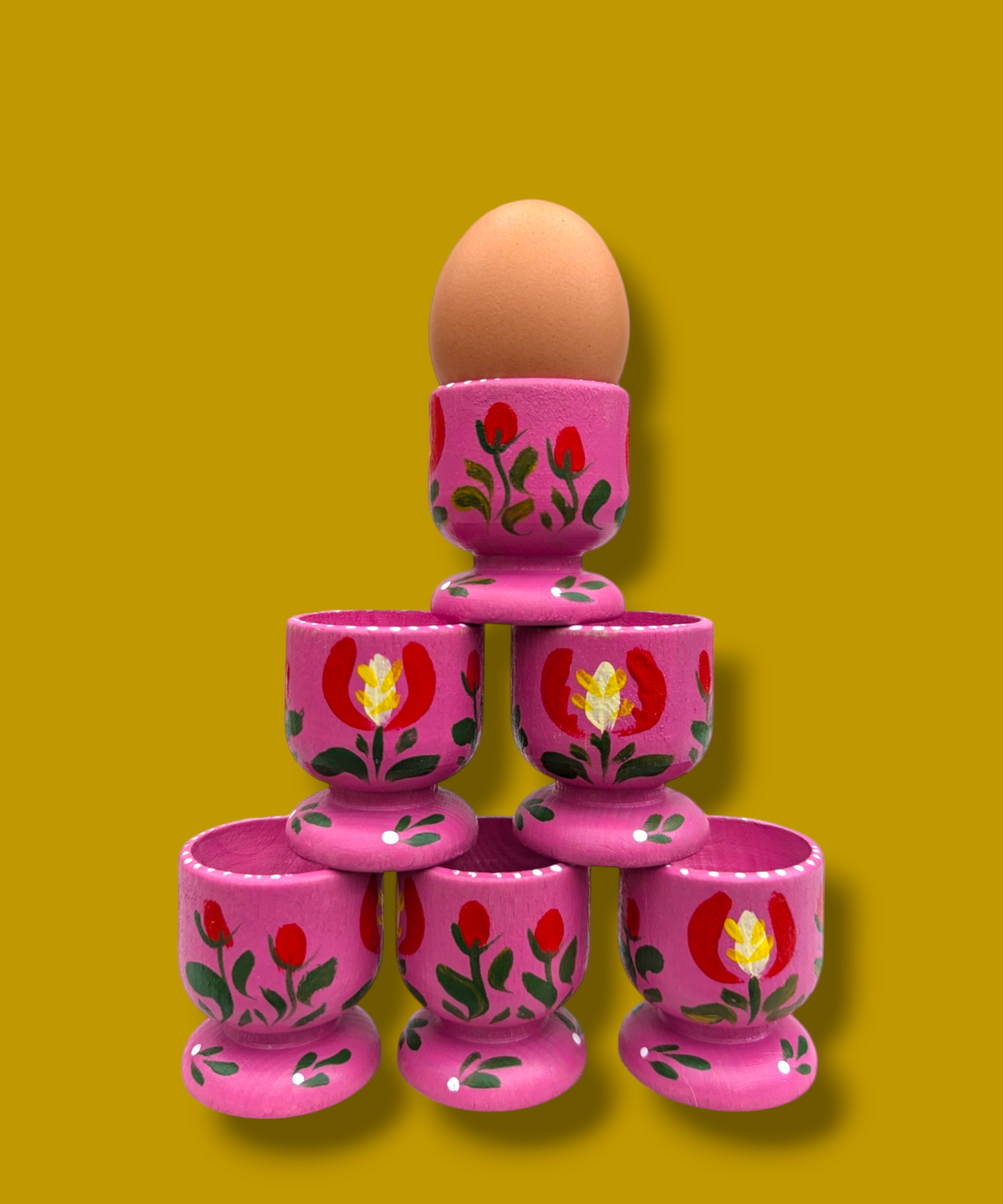 Casa De Folklore Fuchsia_Pink_-_Hand_Painted_Wooden_Egg_Cup