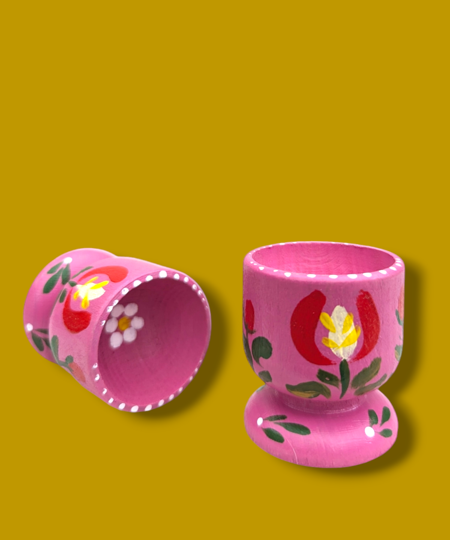 Casa De Folklore Fuchsia_Pink_-_Hand_Painted_Wooden_Egg_Cup