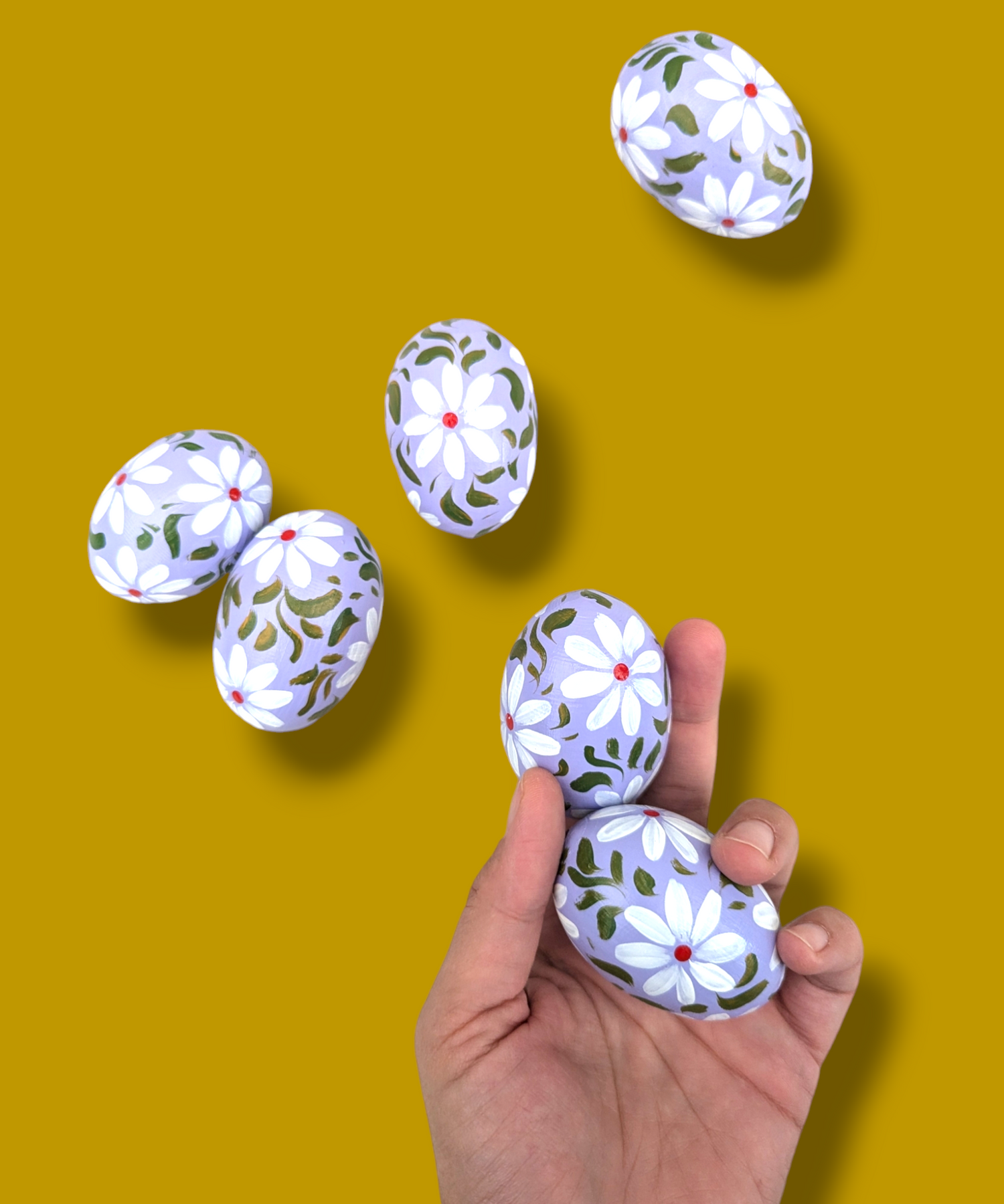 Casa De Folklore Lilac Daisy - Hand Painted Wooden Egg