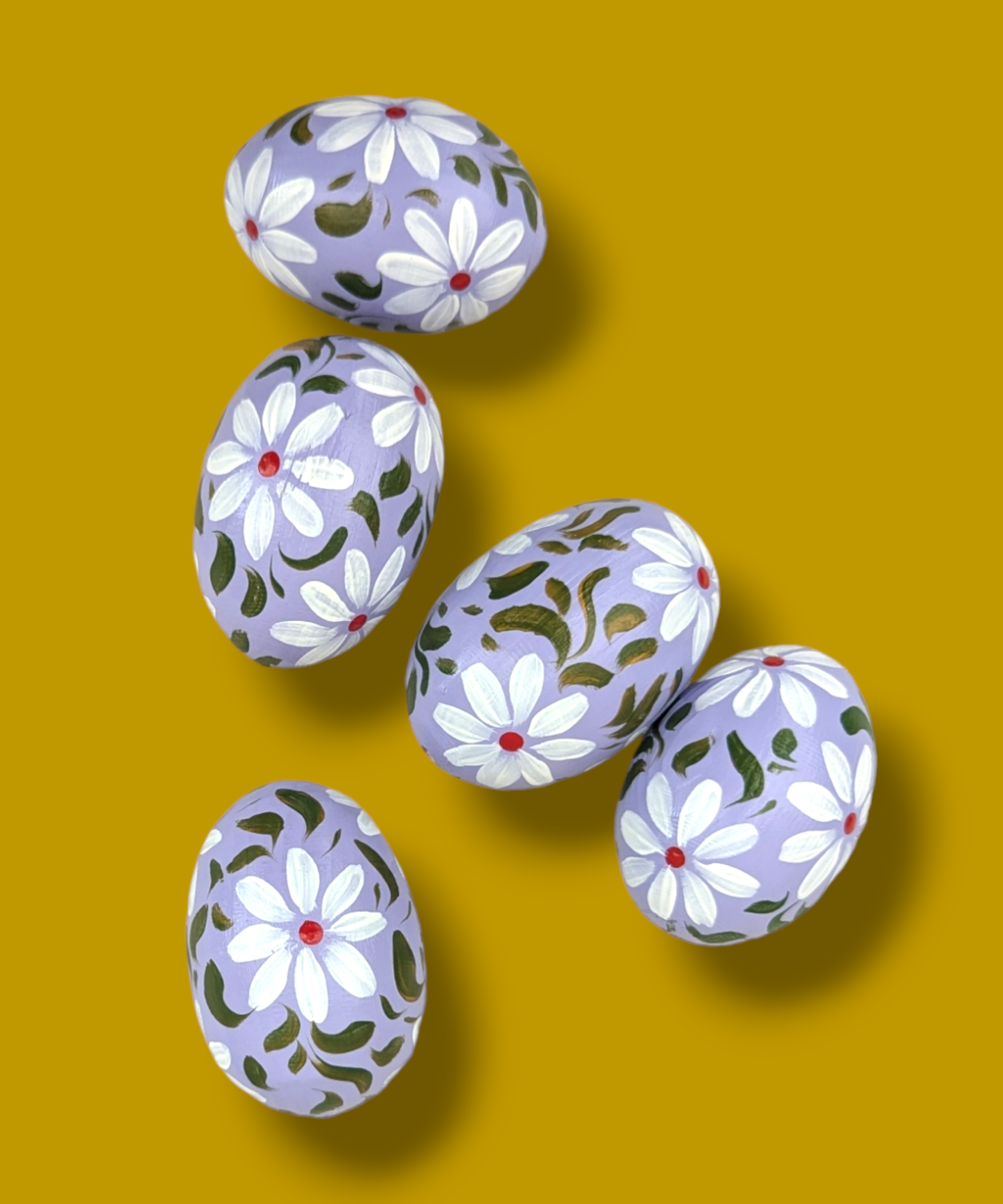 Casa De Folklore Lilac Daisy - Hand Painted Wooden Egg