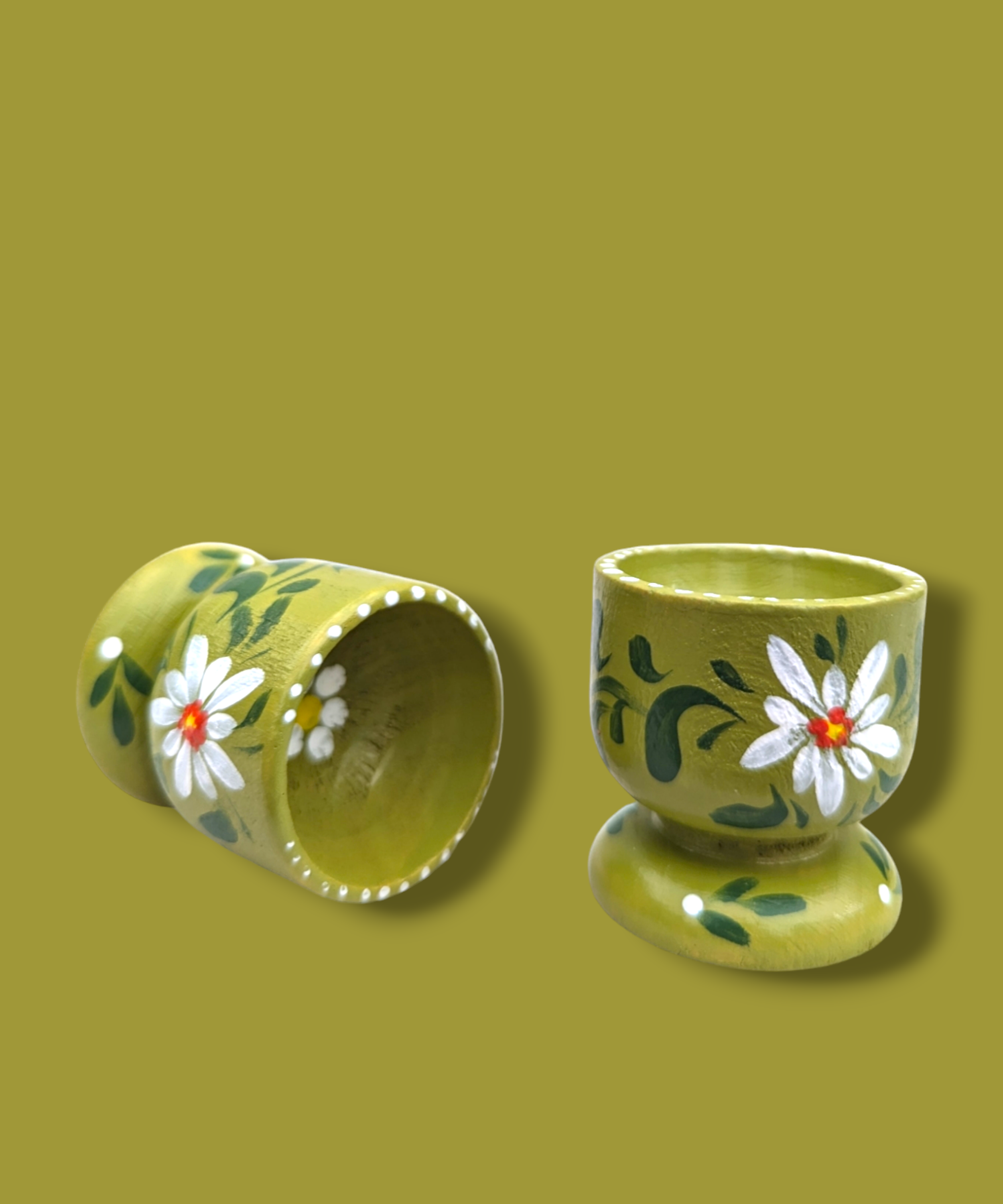 Casa De Folklore Lime Green - Hand Painted Wooden Egg Cup