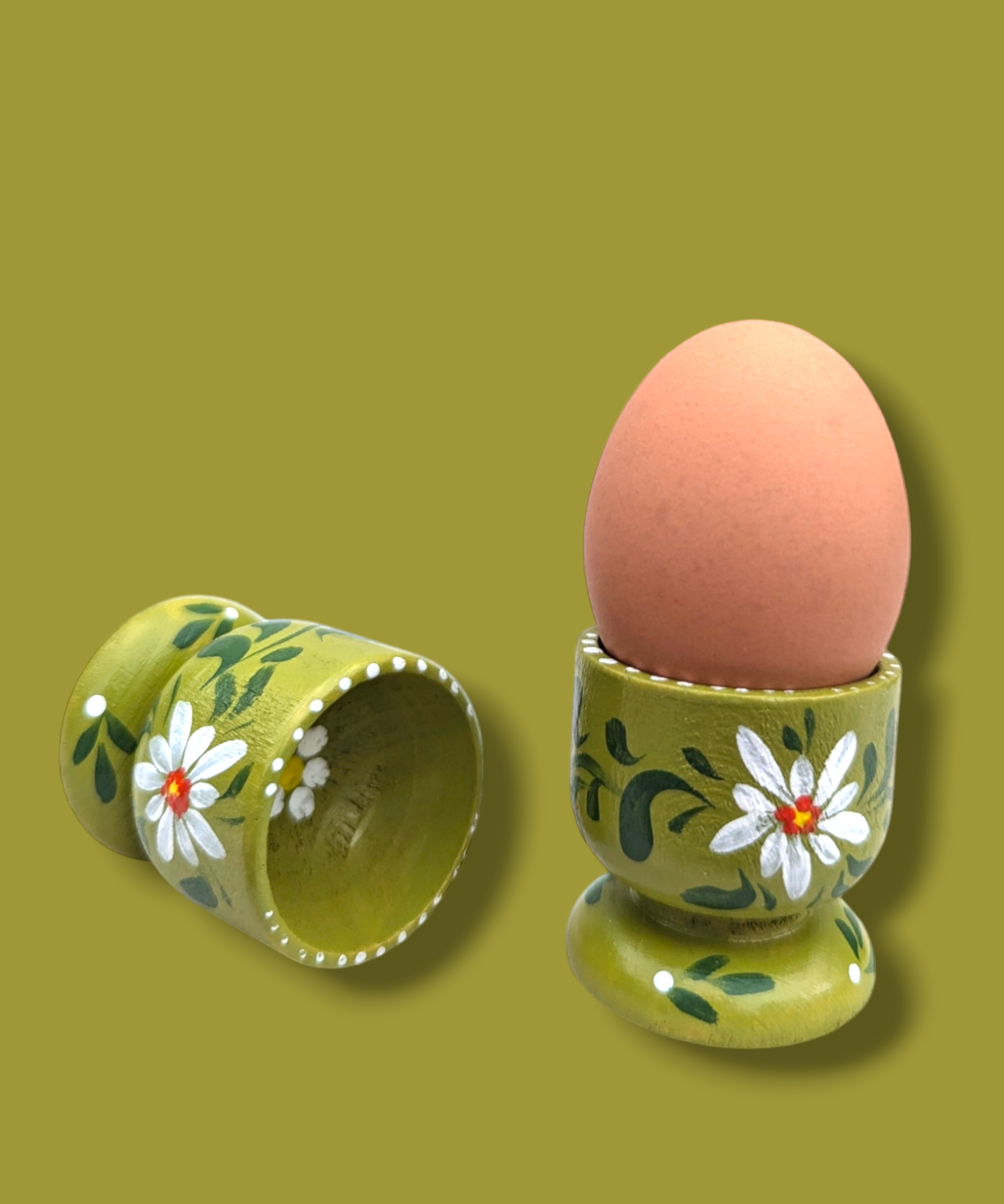 Casa De Folklore Lime Green - Hand Painted Wooden Egg Cup