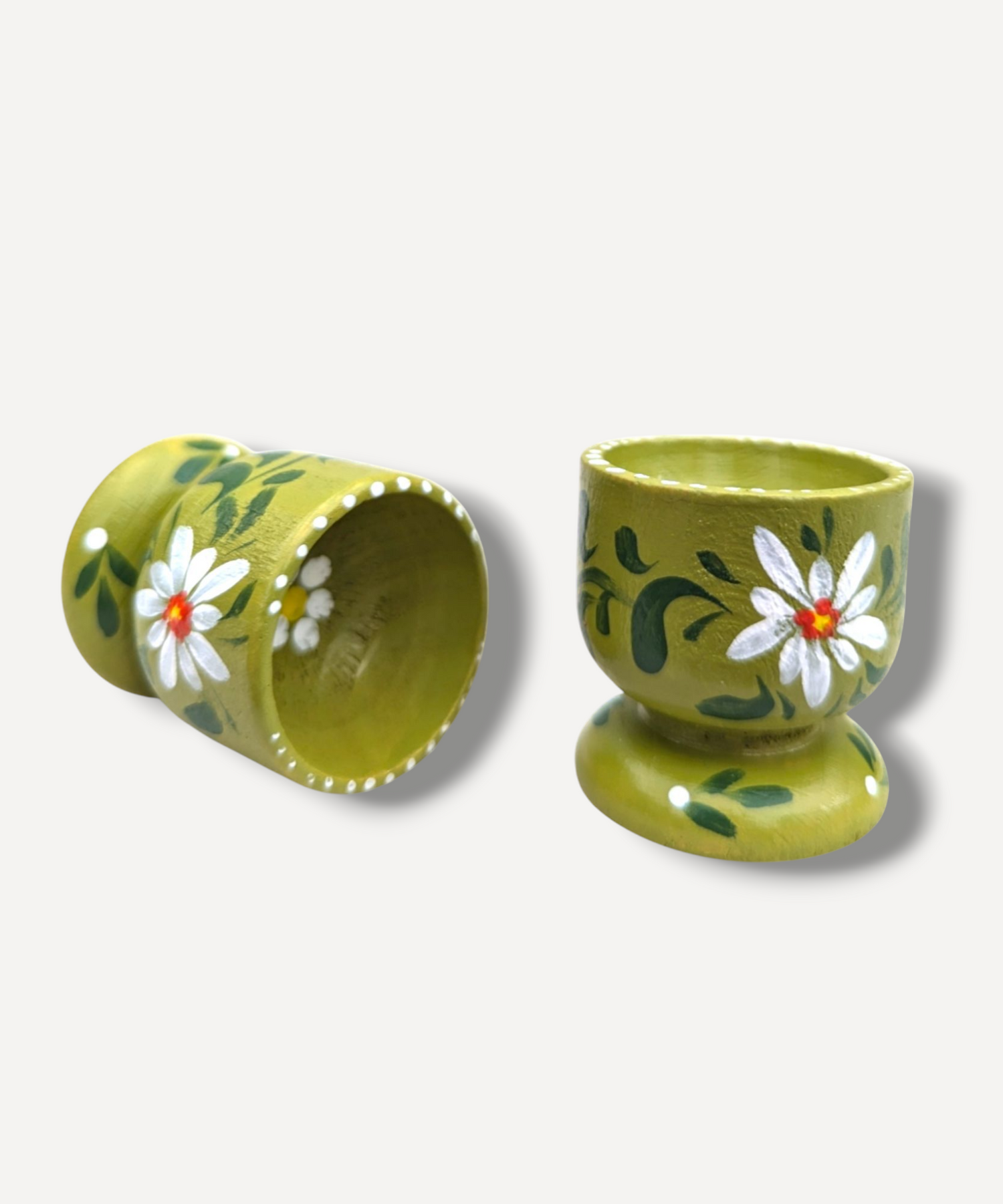 Casa De Folklore Lime Green - Hand Painted Wooden Egg Cup