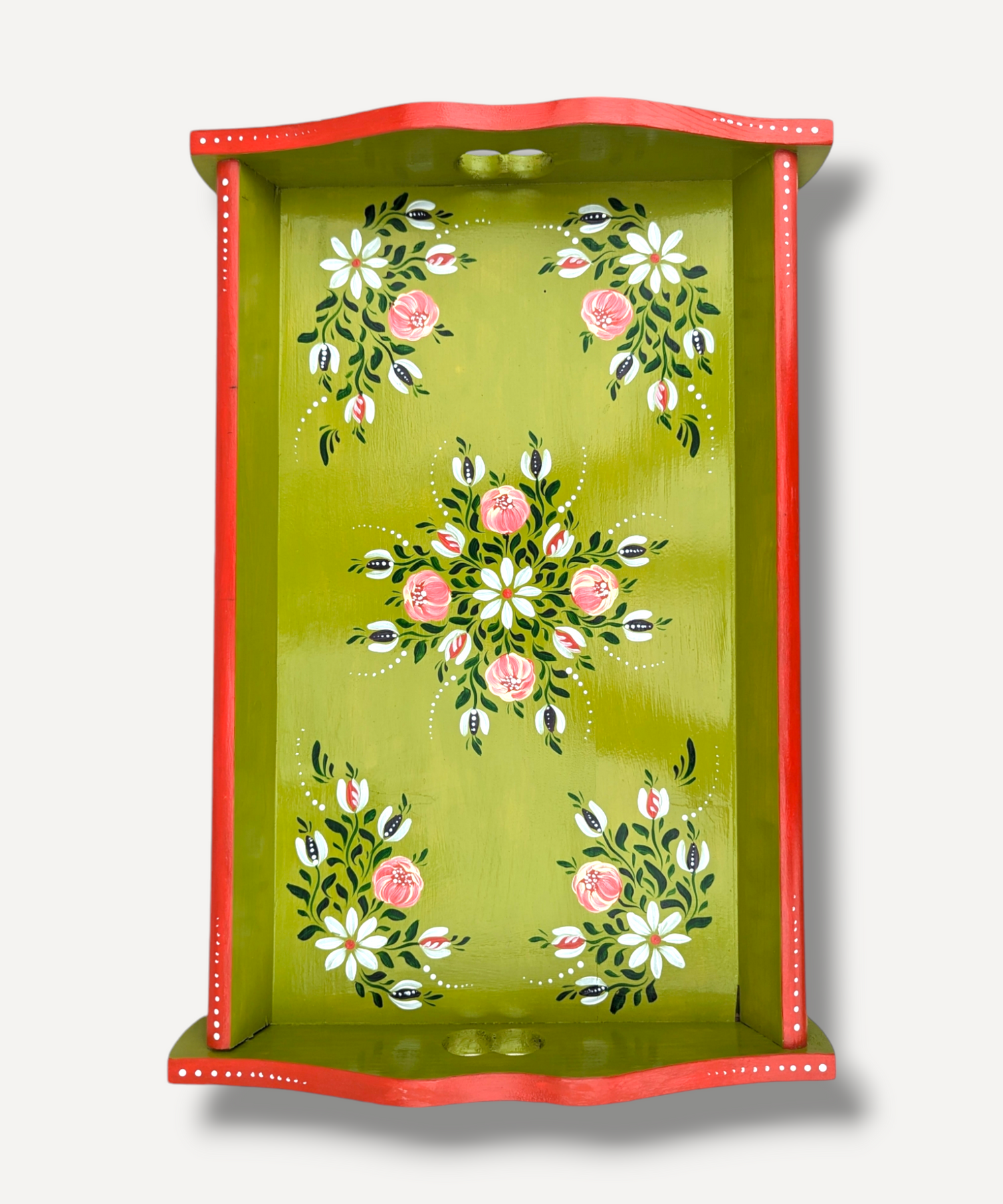 Casa De Folklore Lime Green - Hand Painted Wooden Trays