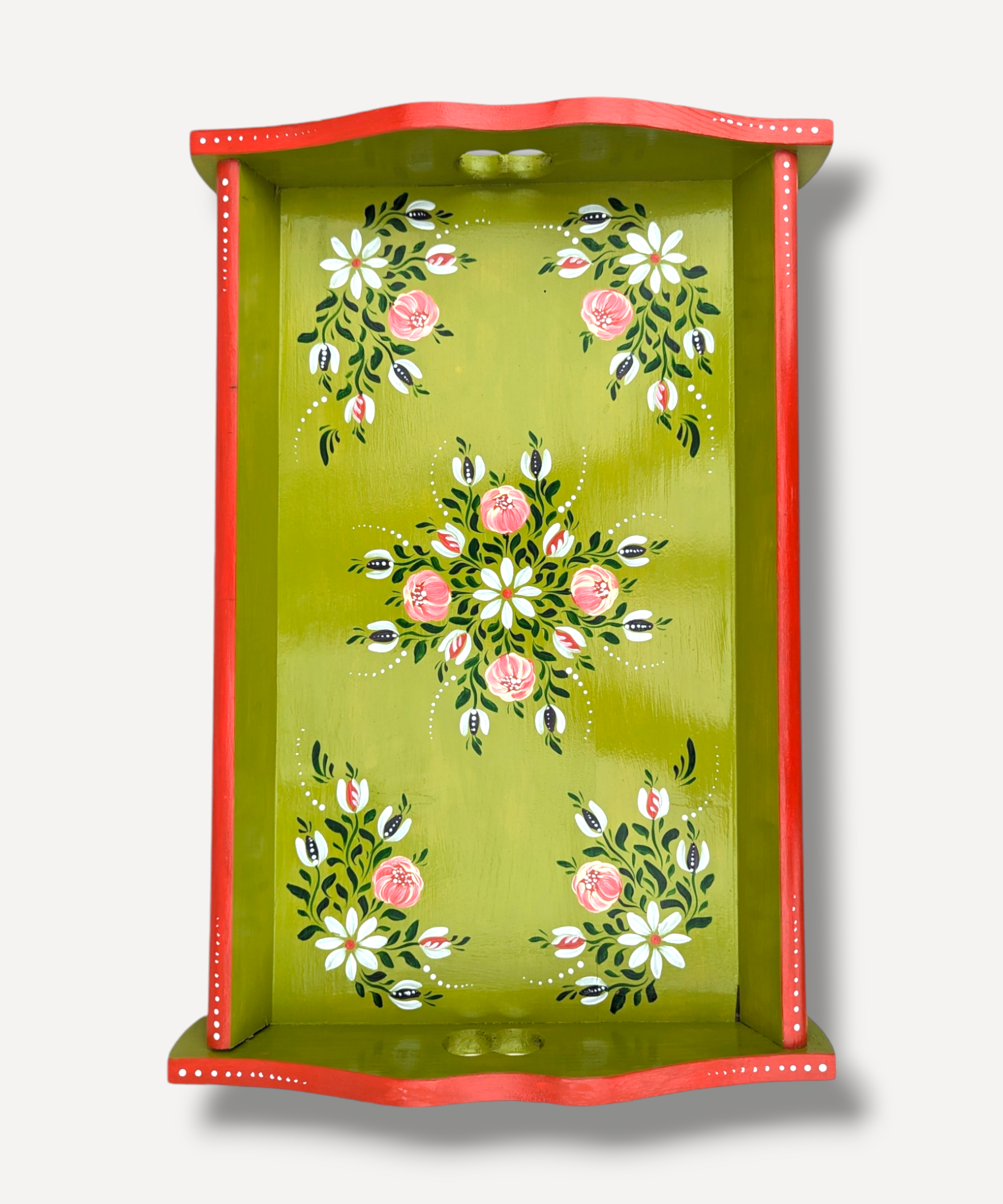 Casa De Folklore Lime Green - Hand Painted Wooden Trays