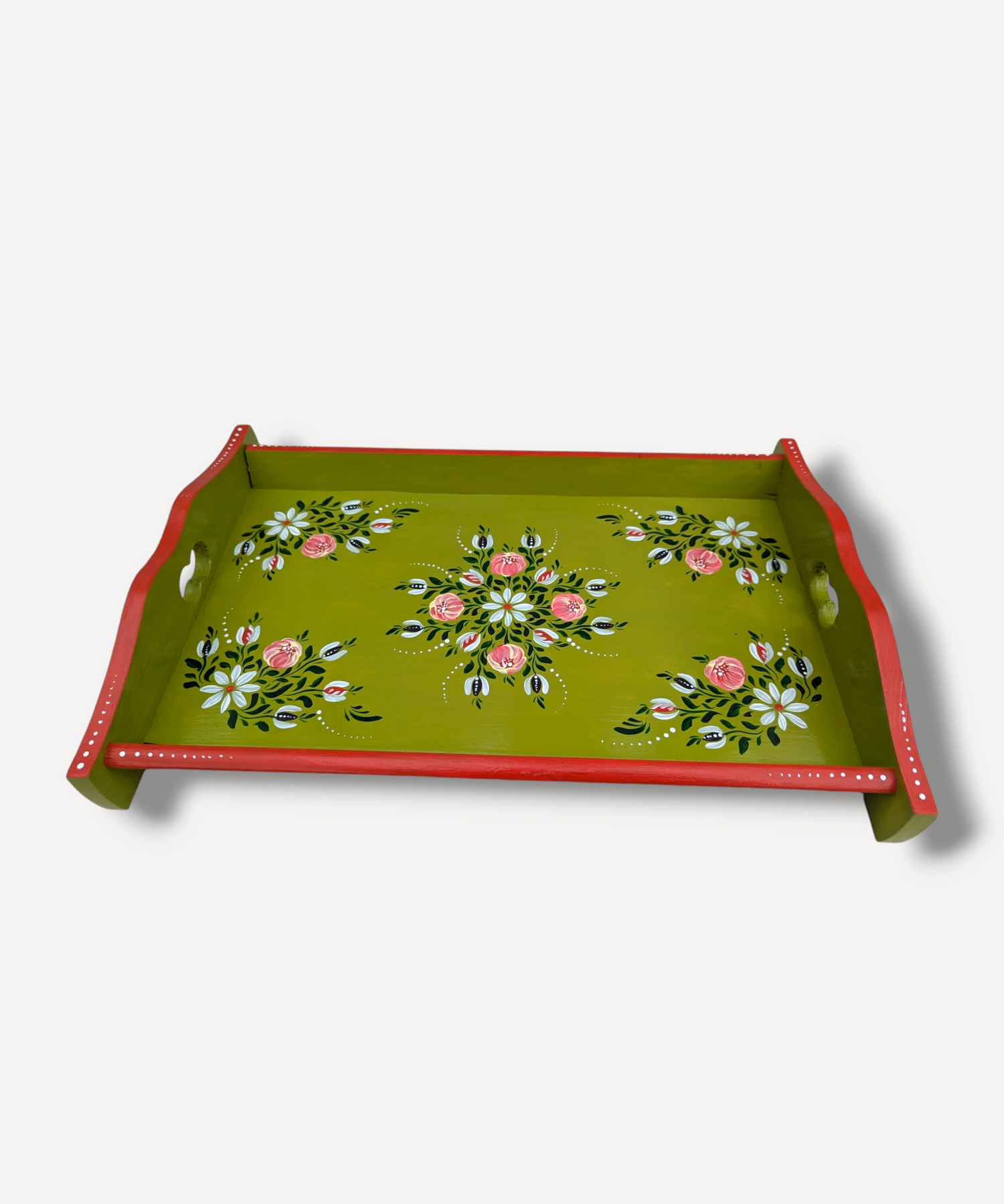 Casa De Folklore Lime Green - Hand Painted Wooden Trays side