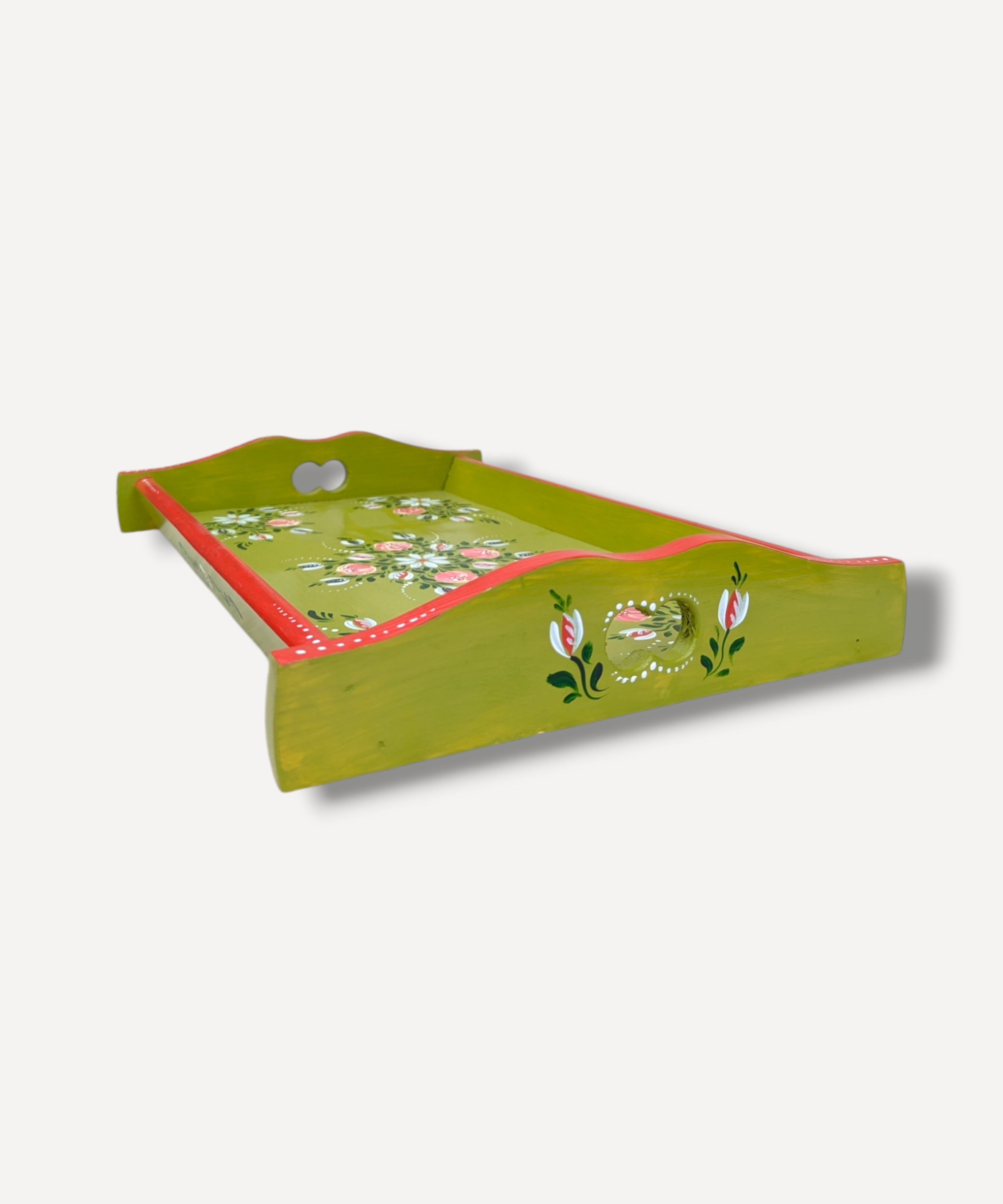 Casa De Folklore Lime Green - Hand Painted Wooden Trays side