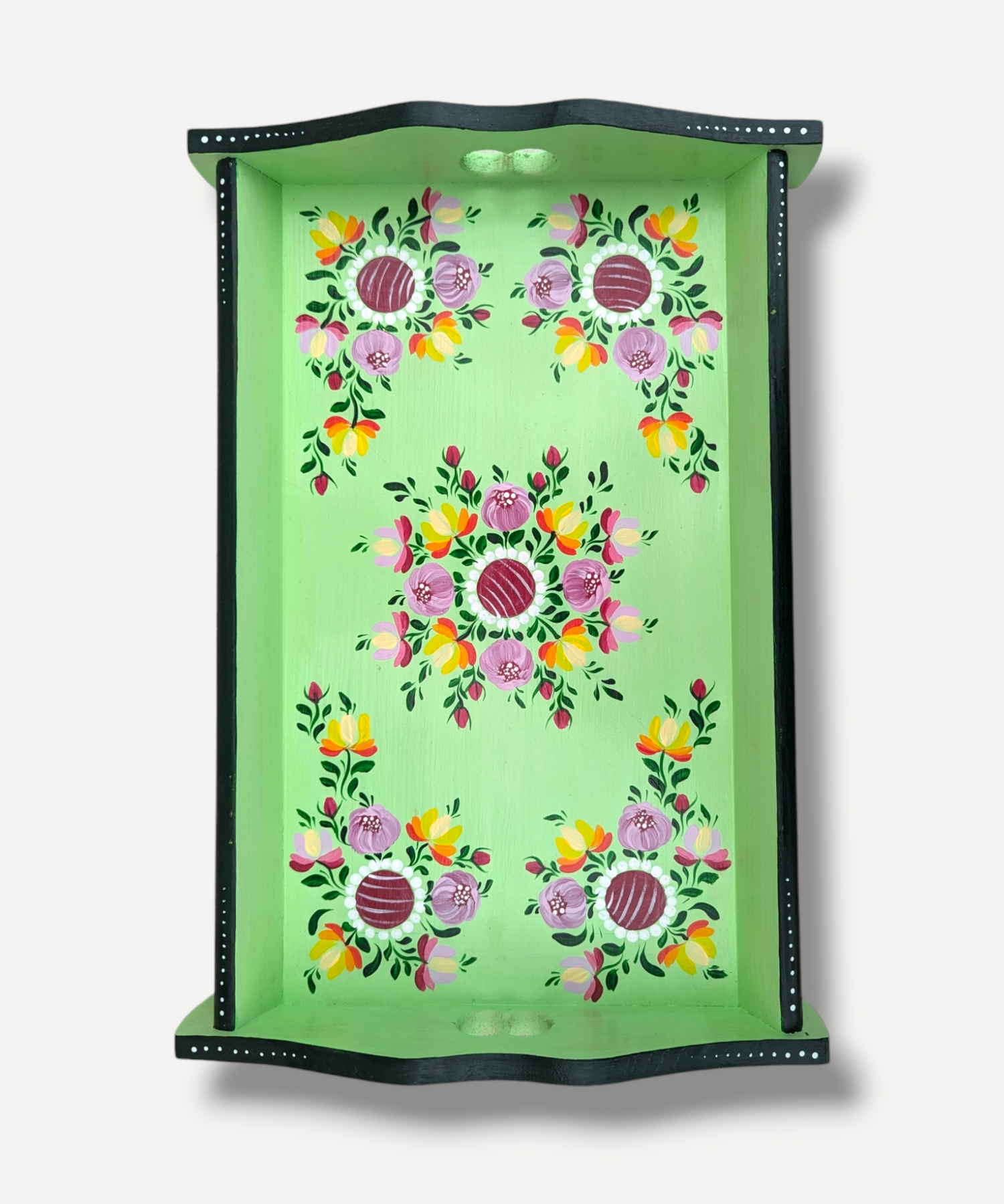 Casa De Folklore Mint Green - Hand Painted Wooden Tray
