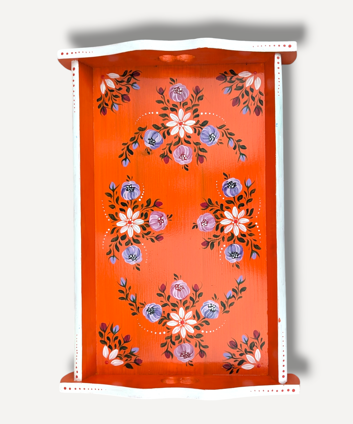 Casa De Folklore Orange - Hand Painted Wooden Tray