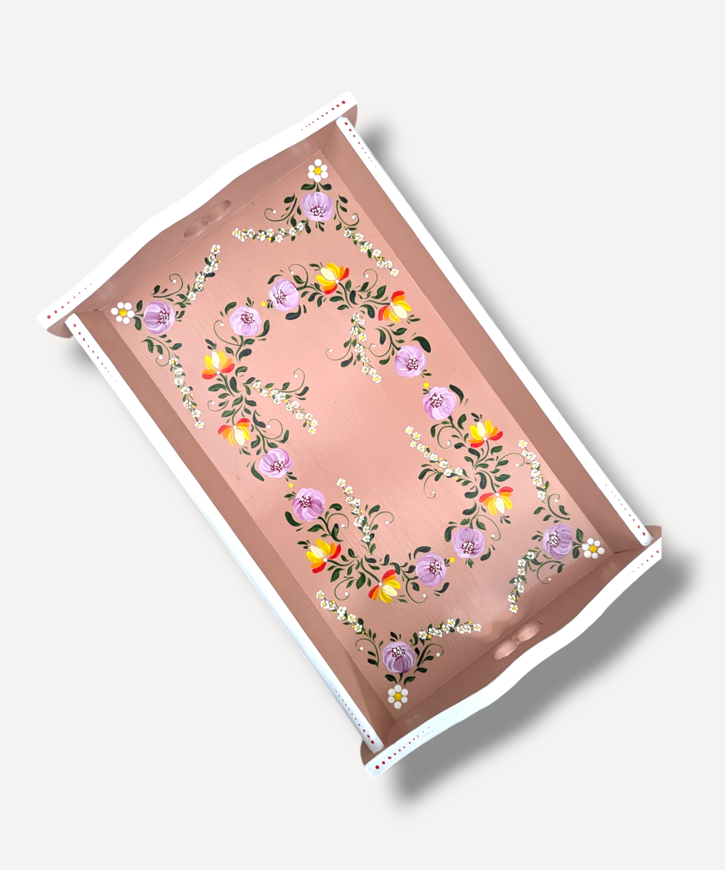 Casa De Folklore Pink Musk - Hand Painted Wooden Trays front