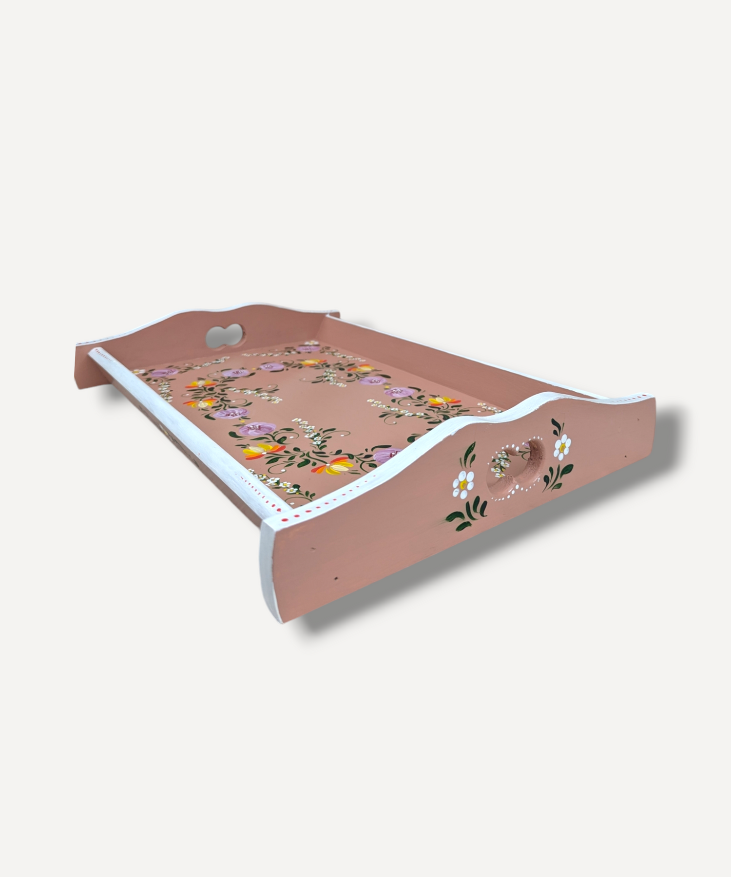 Casa De Folklore Pink Musk - Hand Painted Wooden Trays side