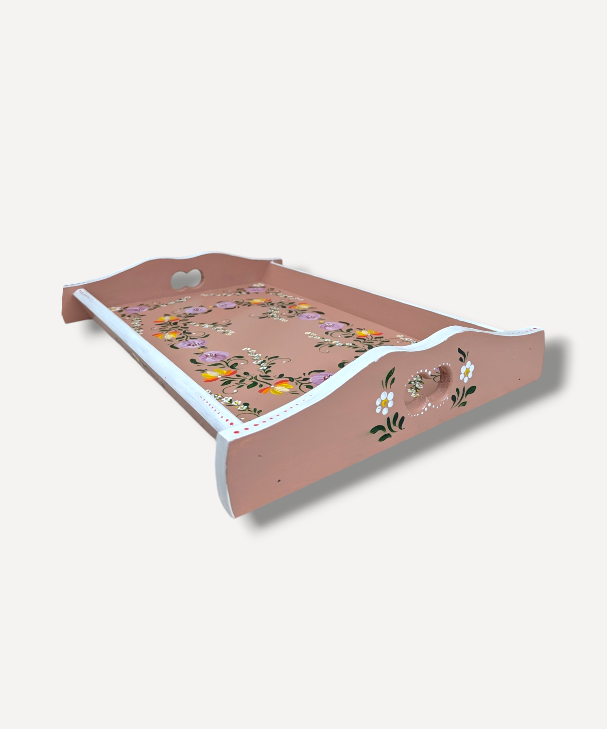 Casa De Folklore Pink Musk - Hand Painted Wooden Trays side