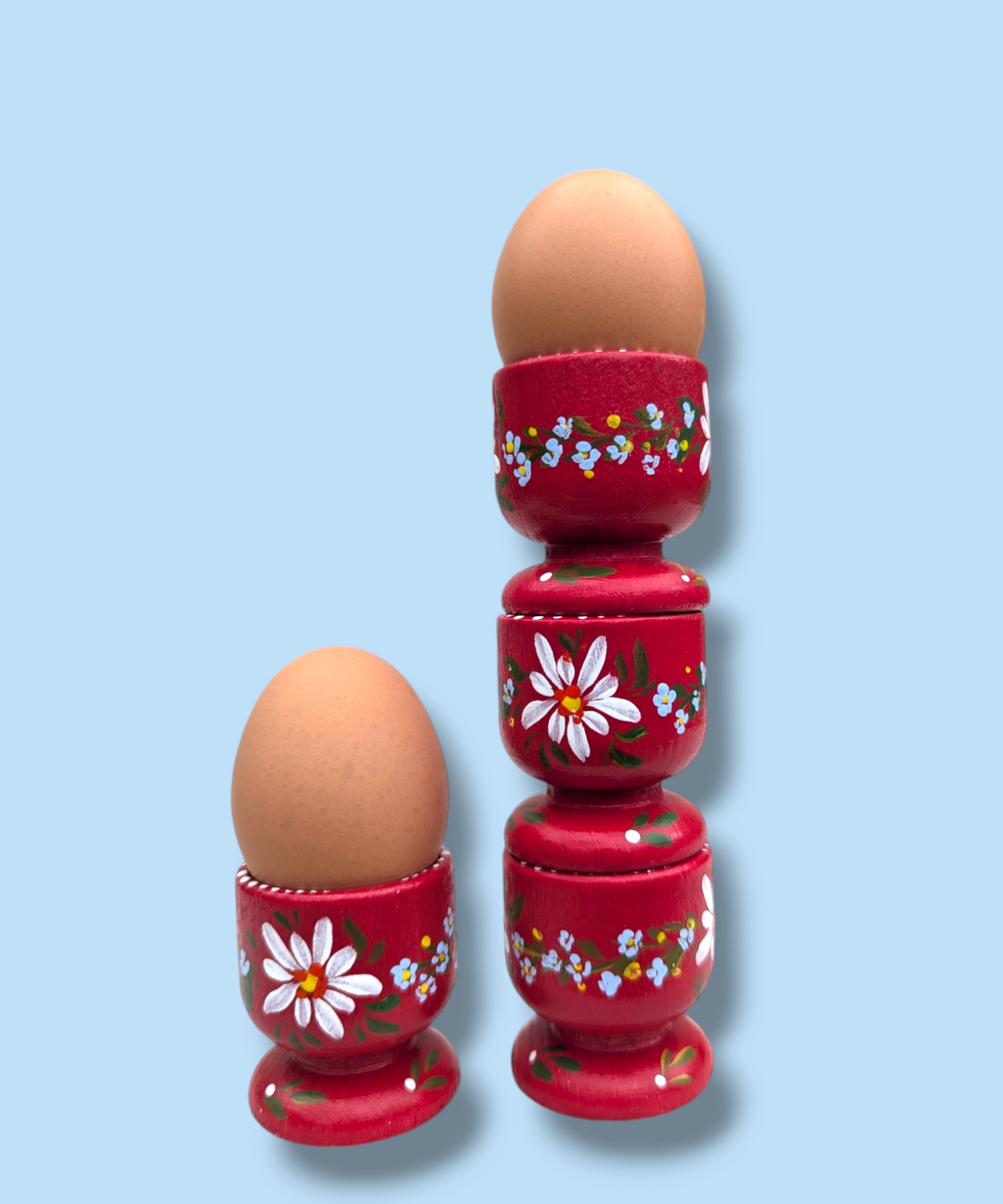 Casa De Folklore Red - Hand Painted Wooden Egg Cup
