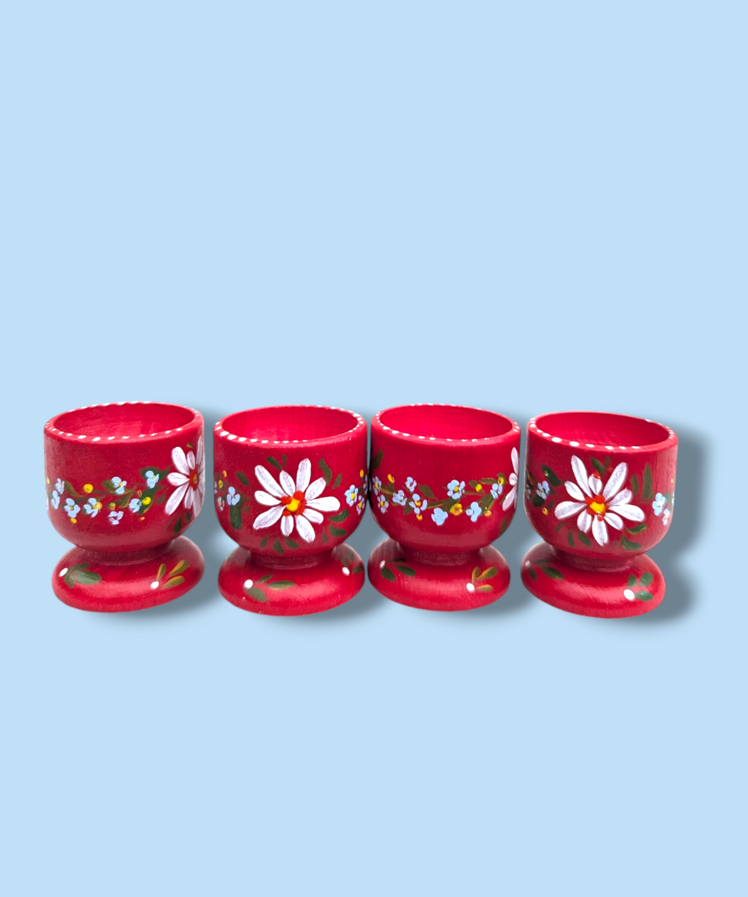 Casa De Folklore Red - Hand Painted Wooden Egg Cup