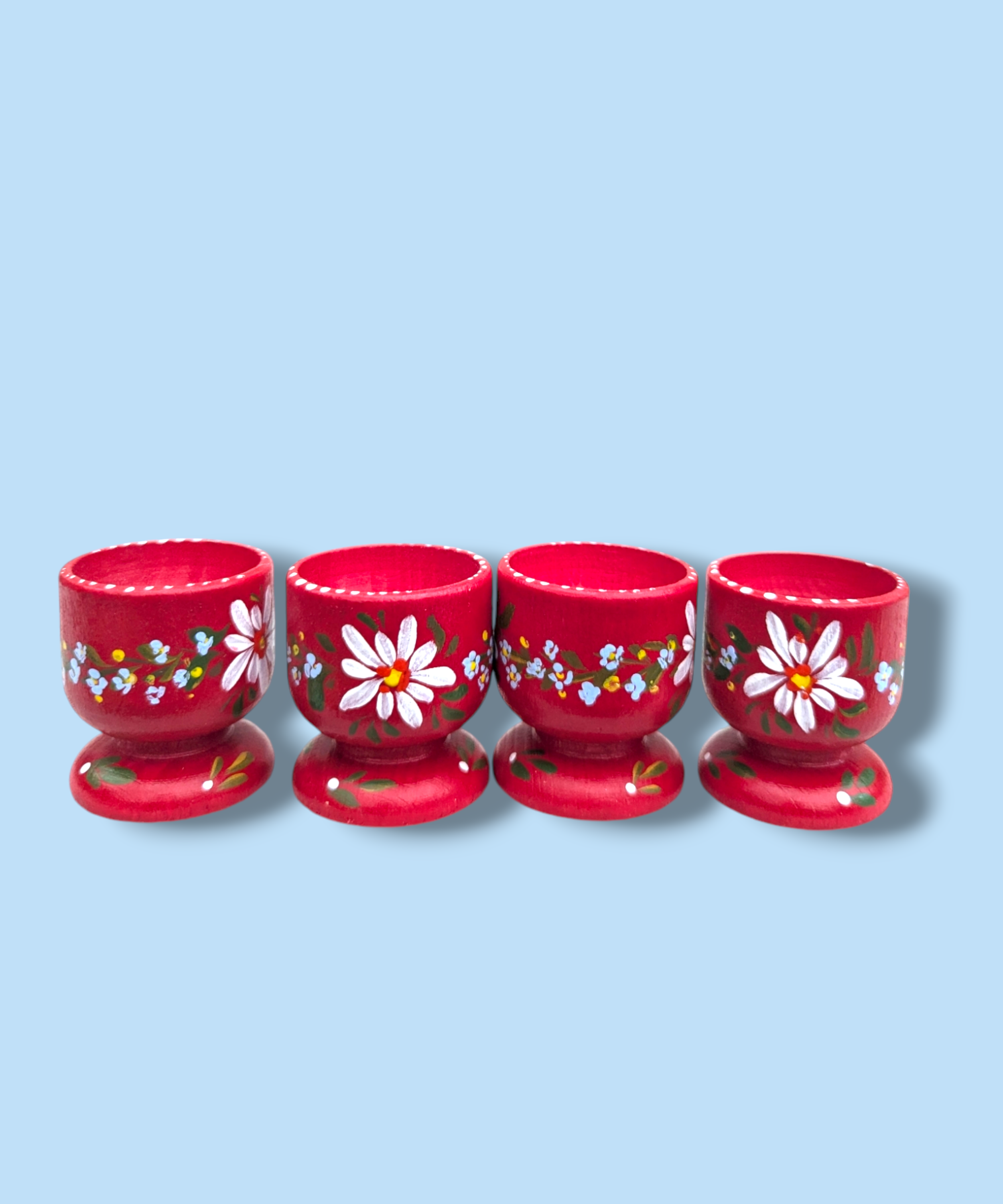 Casa De Folklore Red - Hand Painted Wooden Egg Cup