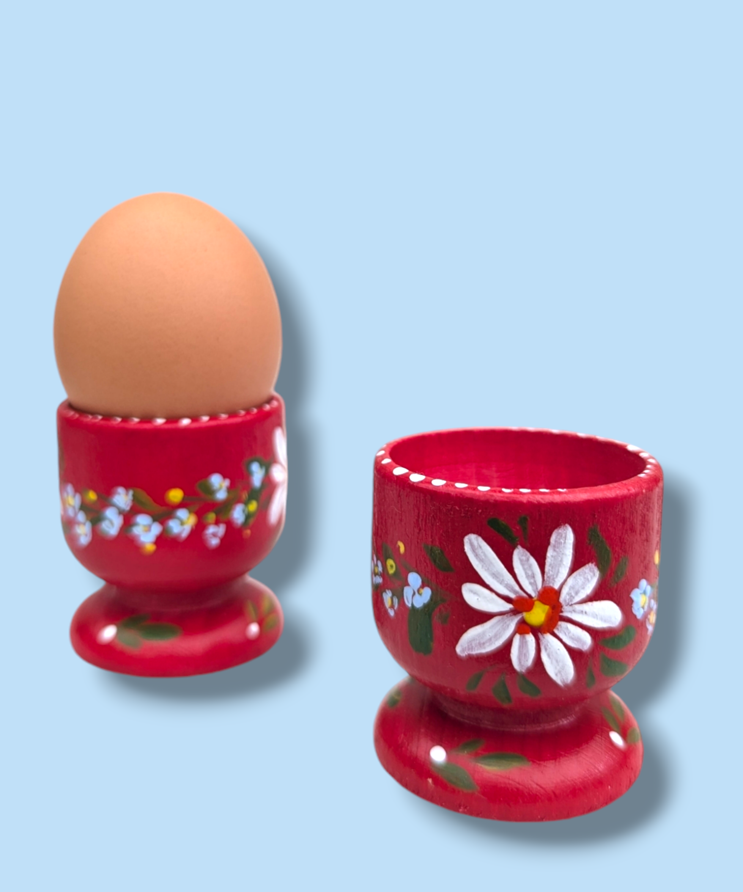 Casa De Folklore Red - Hand Painted Wooden Egg Cup