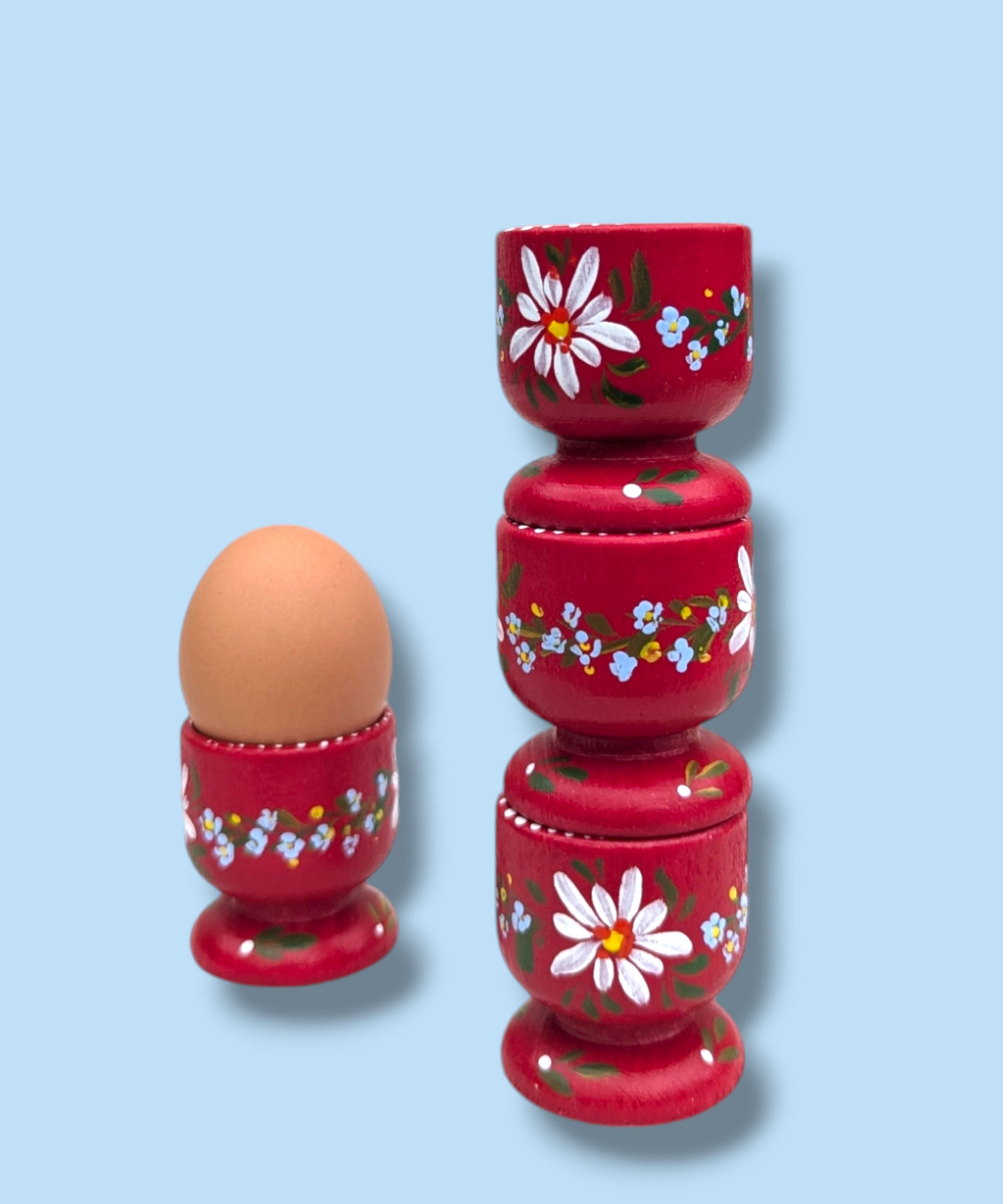 Casa De Folklore Red - Hand Painted Wooden Egg Cup