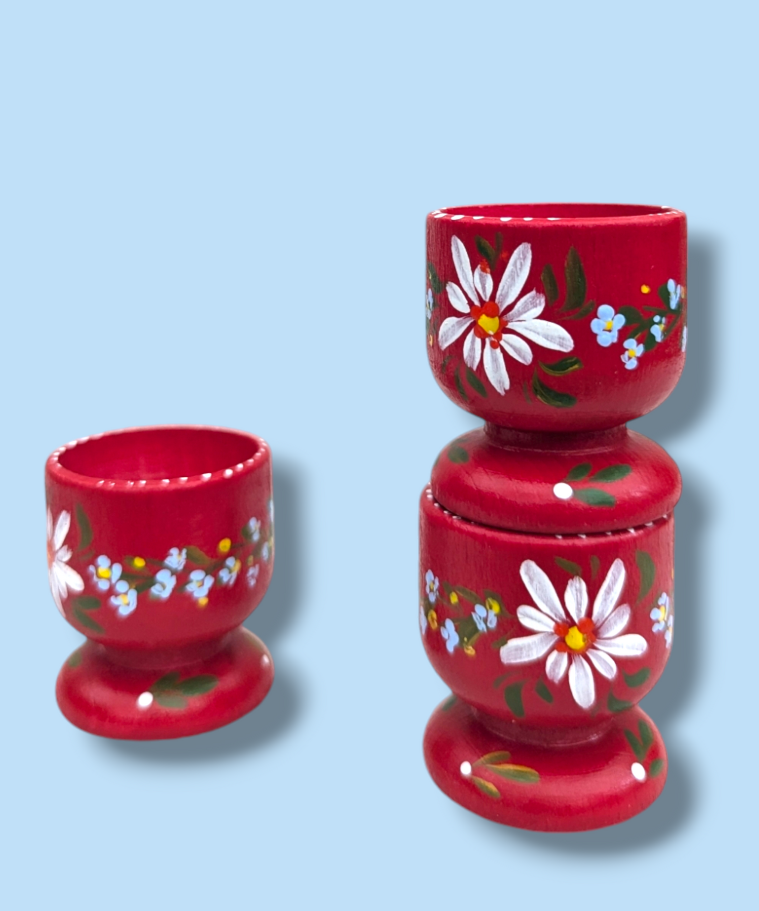 Casa De Folklore Red - Hand Painted Wooden Egg Cup