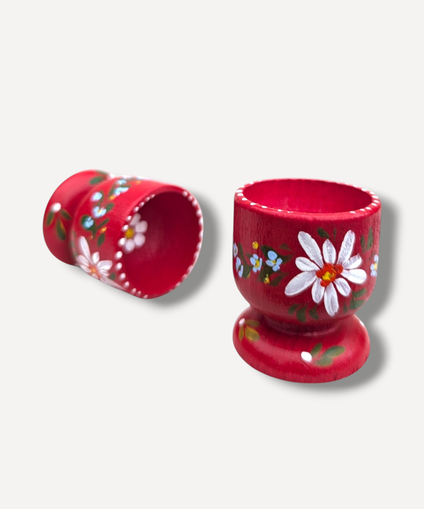 Casa De Folklore Red - Hand Painted Wooden Egg Cup