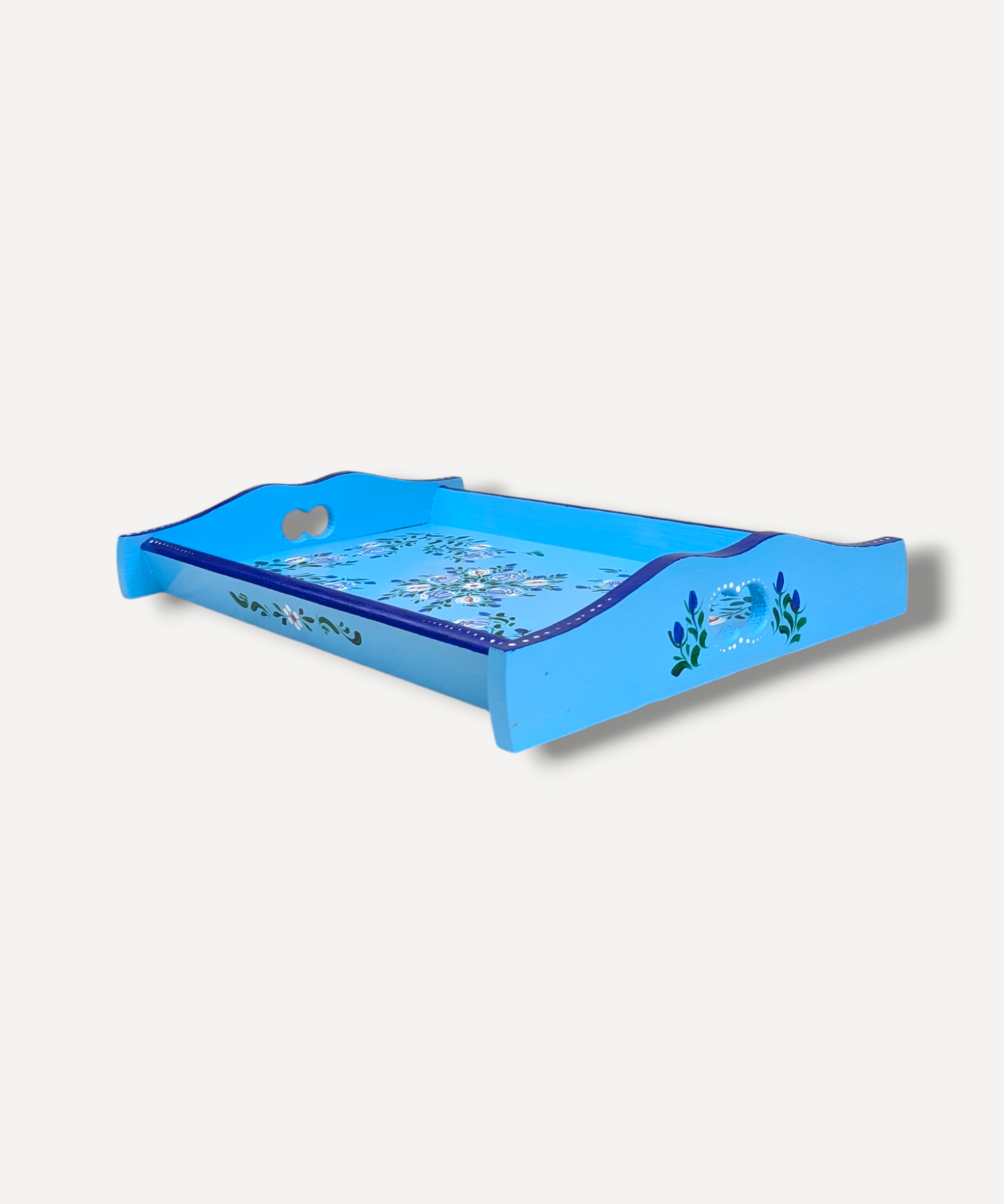 Casa De Folklore Sky Blue - Hand Painted Wooden Tray side