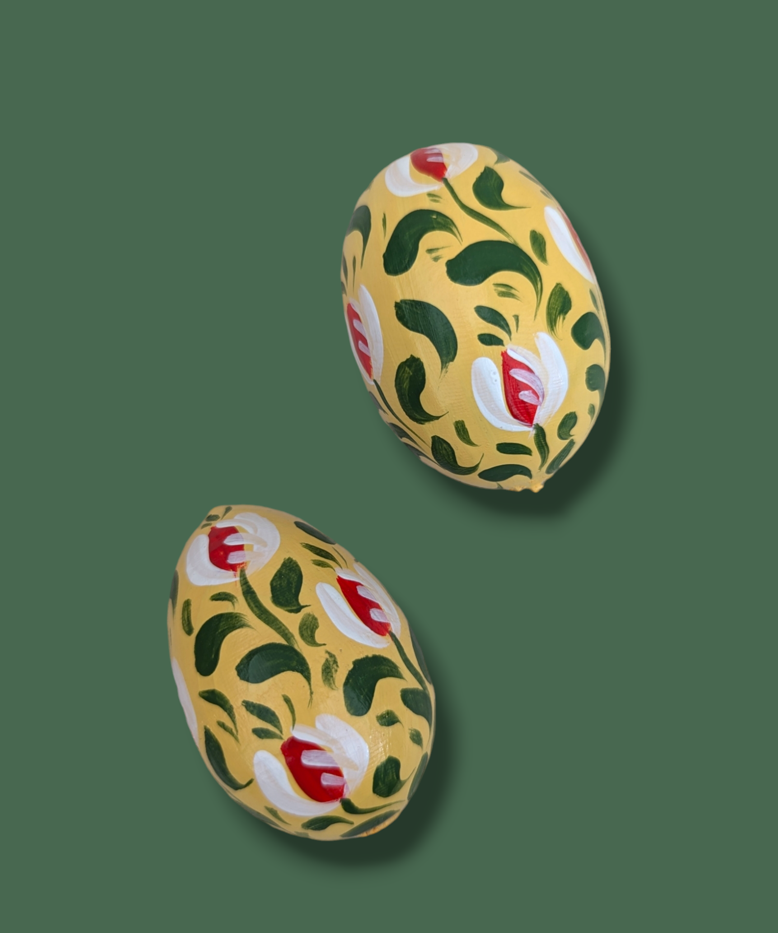 Casa De Folklore Yellow Tulip - Hand Painted Wooden Eggs