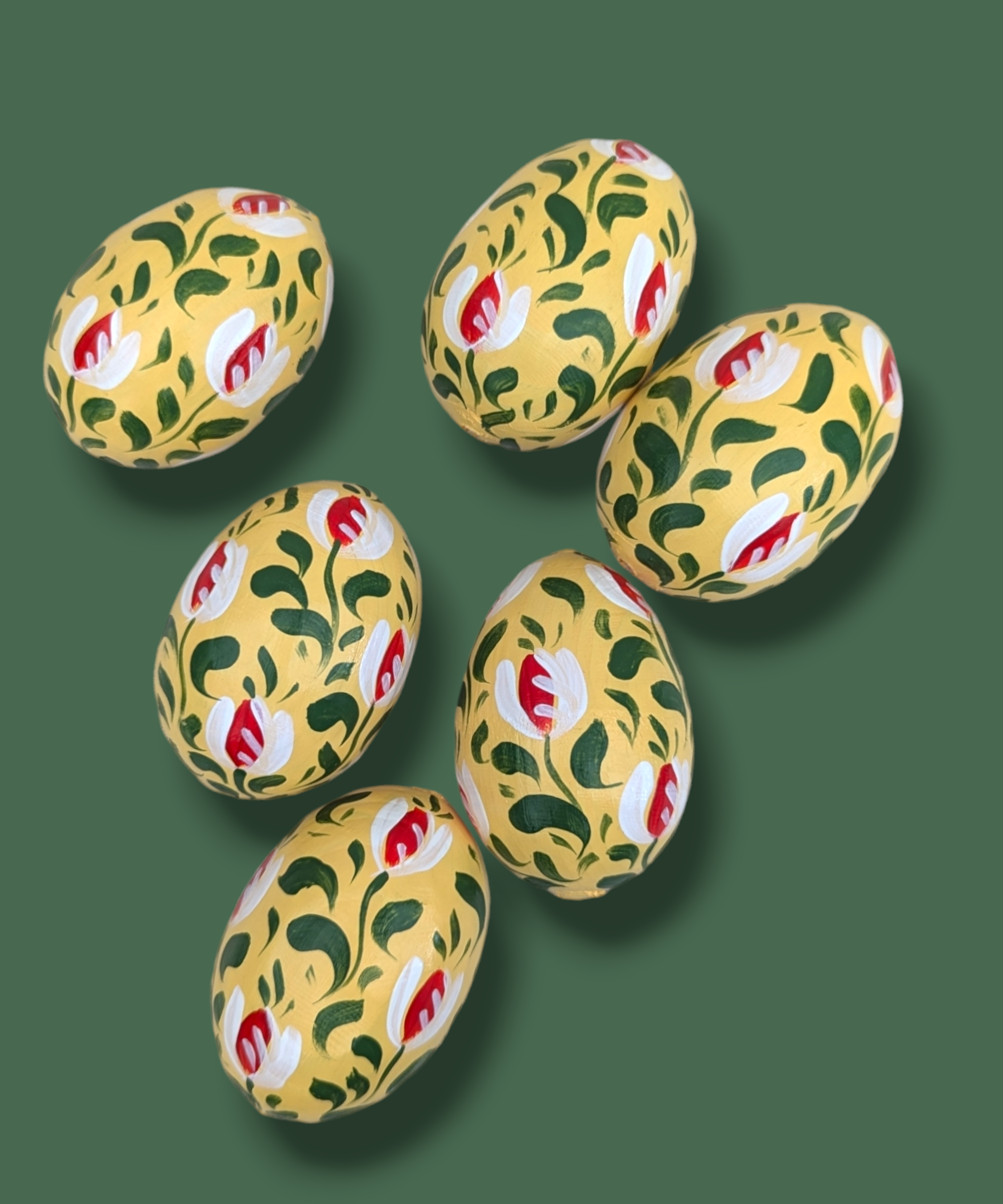 Casa De Folklore Yellow Tulip - Hand Painted Wooden Eggs.3