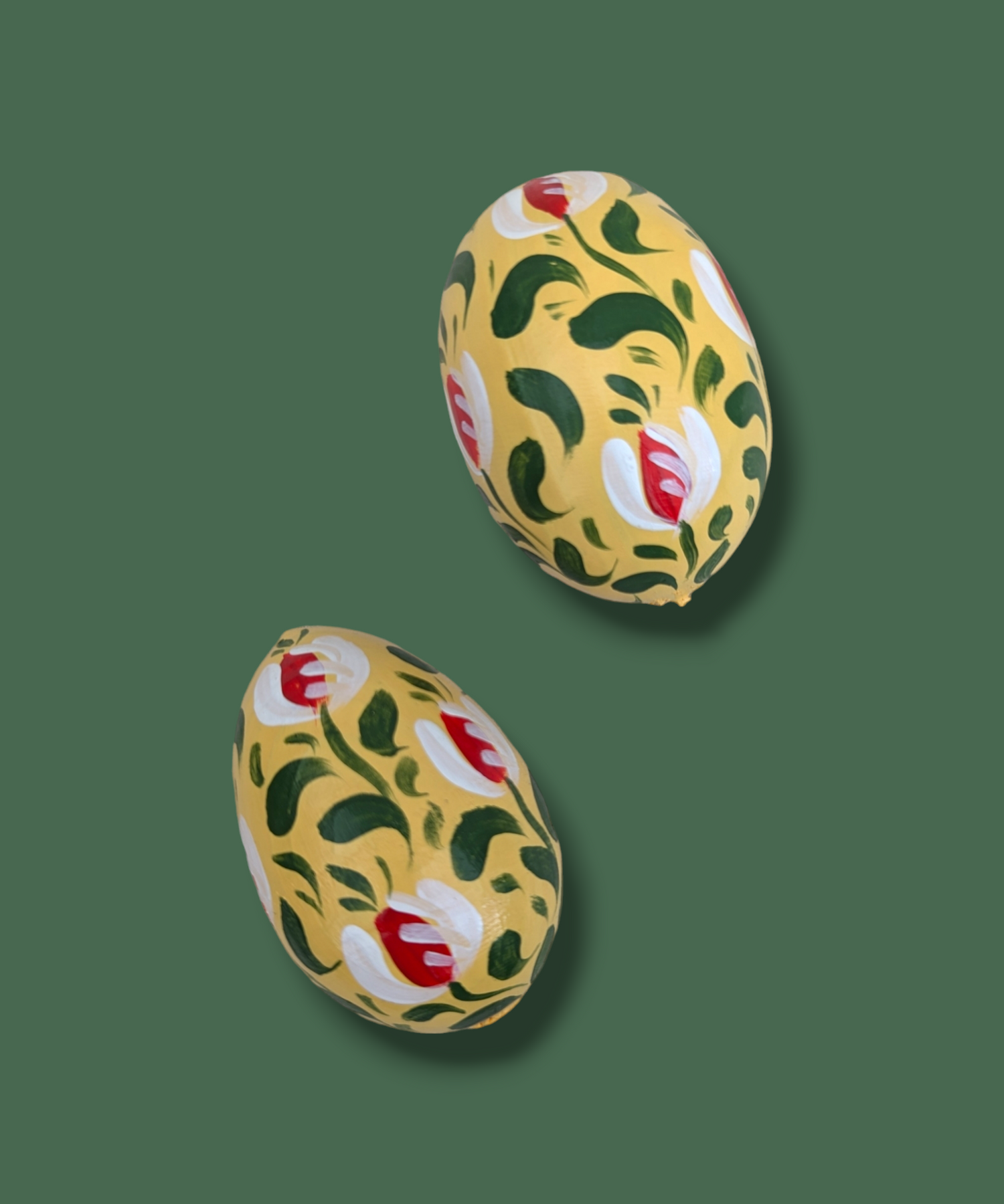 Casa De Folklore Yellow Tulip - Hand Painted Wooden Eggs
