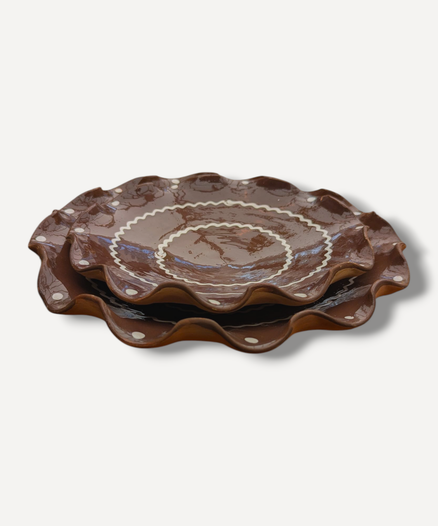 Chocolate Brown - Ripple Servings Plate / 21cm