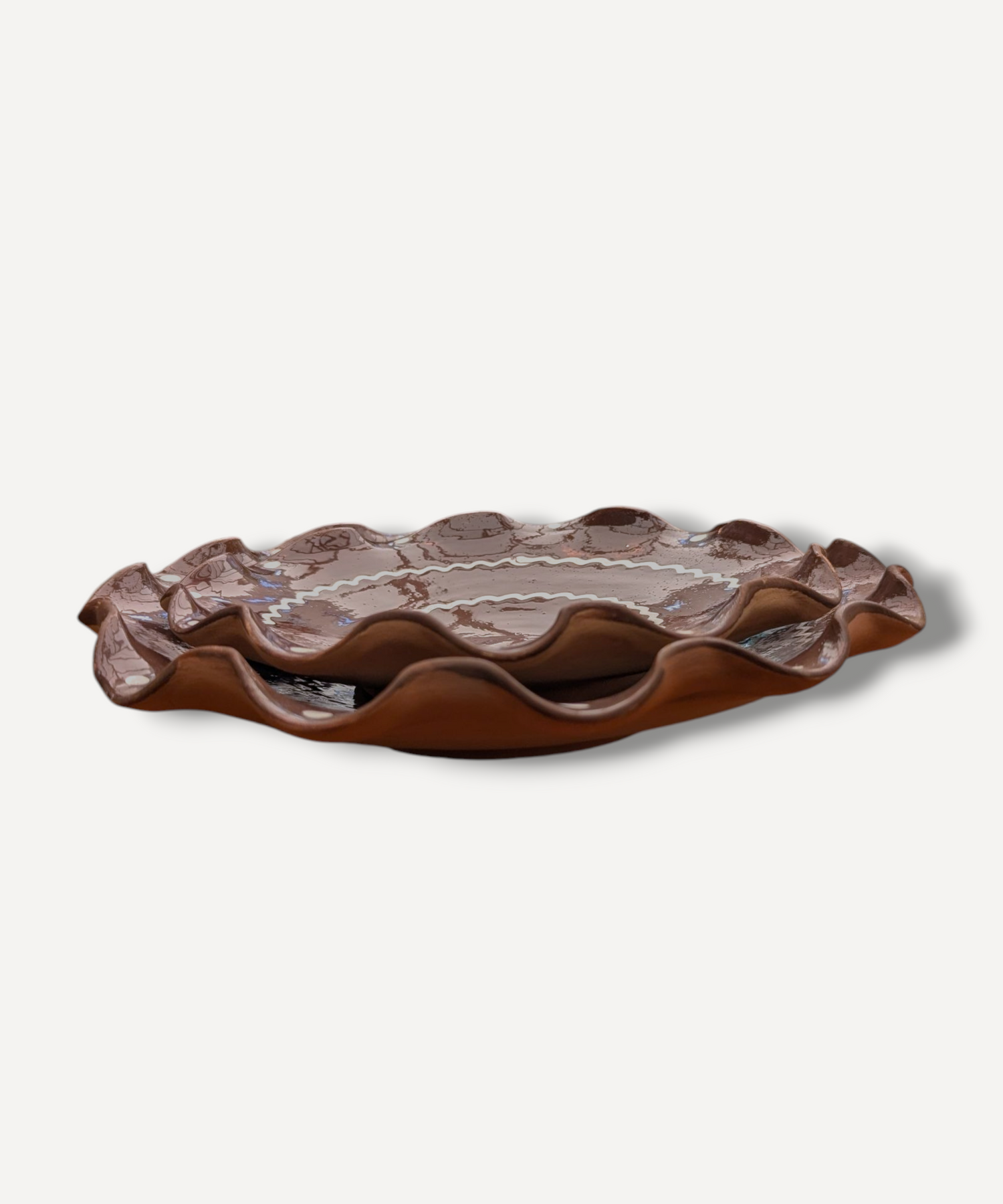 Chocolate Brown - Ripple Servings Plate / 21cm