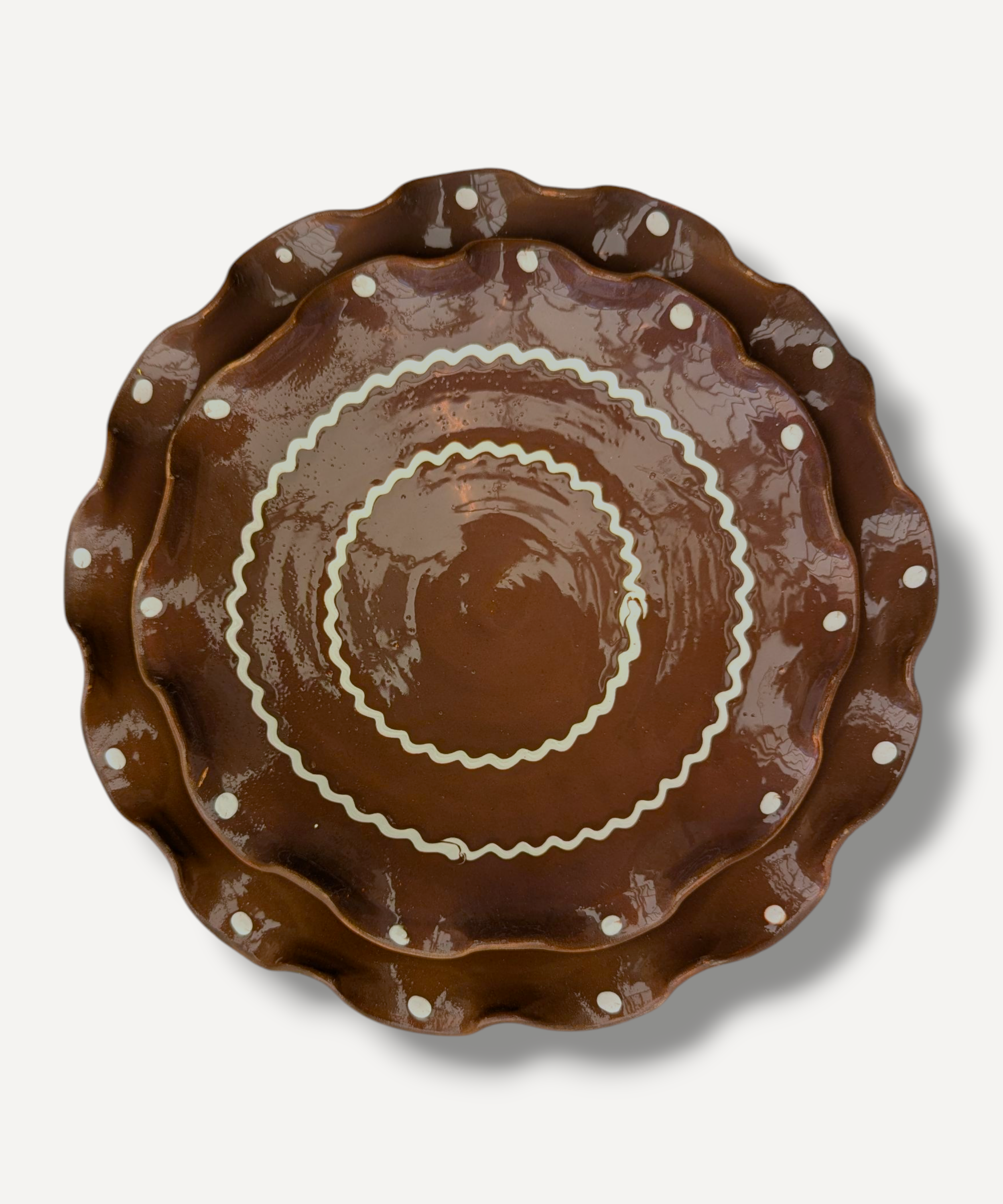 Chocolate Brown - Ripple Servings Plate / 21cm