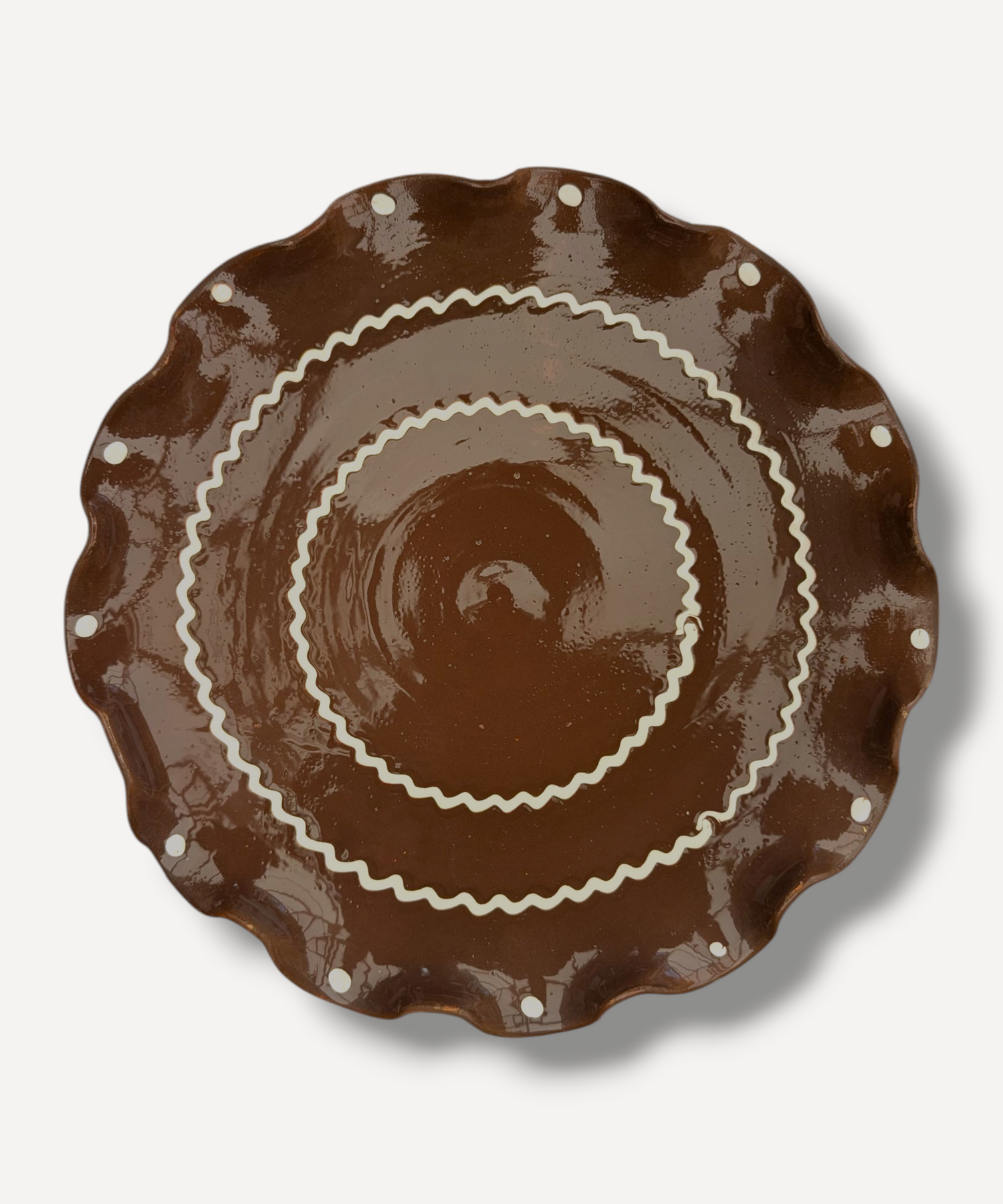 Chocolate Brown - Large Ripple Servings Plate / 25cm