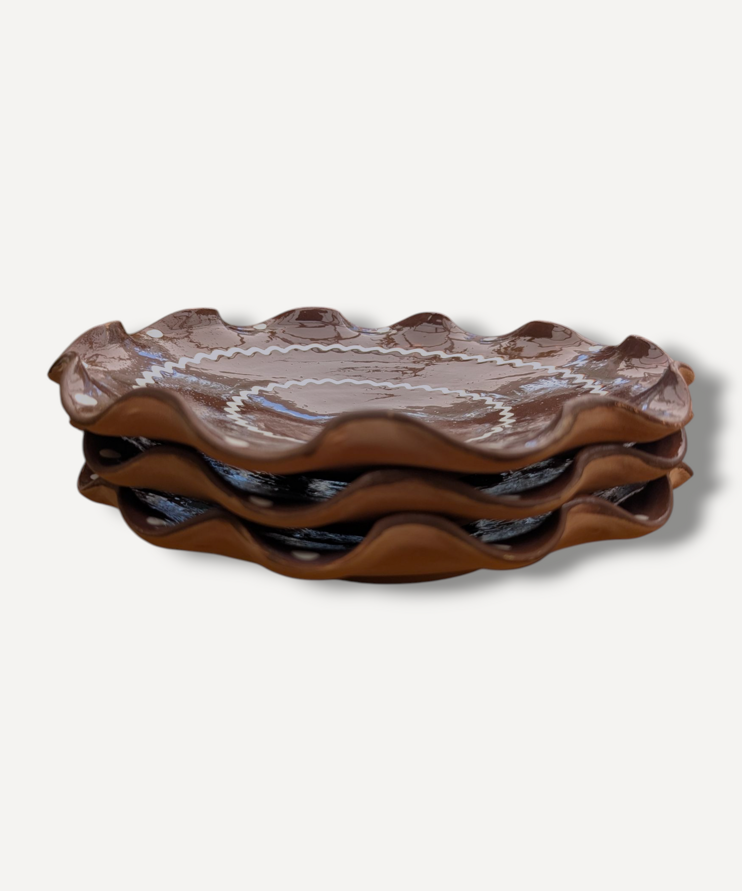 Chocolate Brown - Large Ripple Servings Plate / 25cm