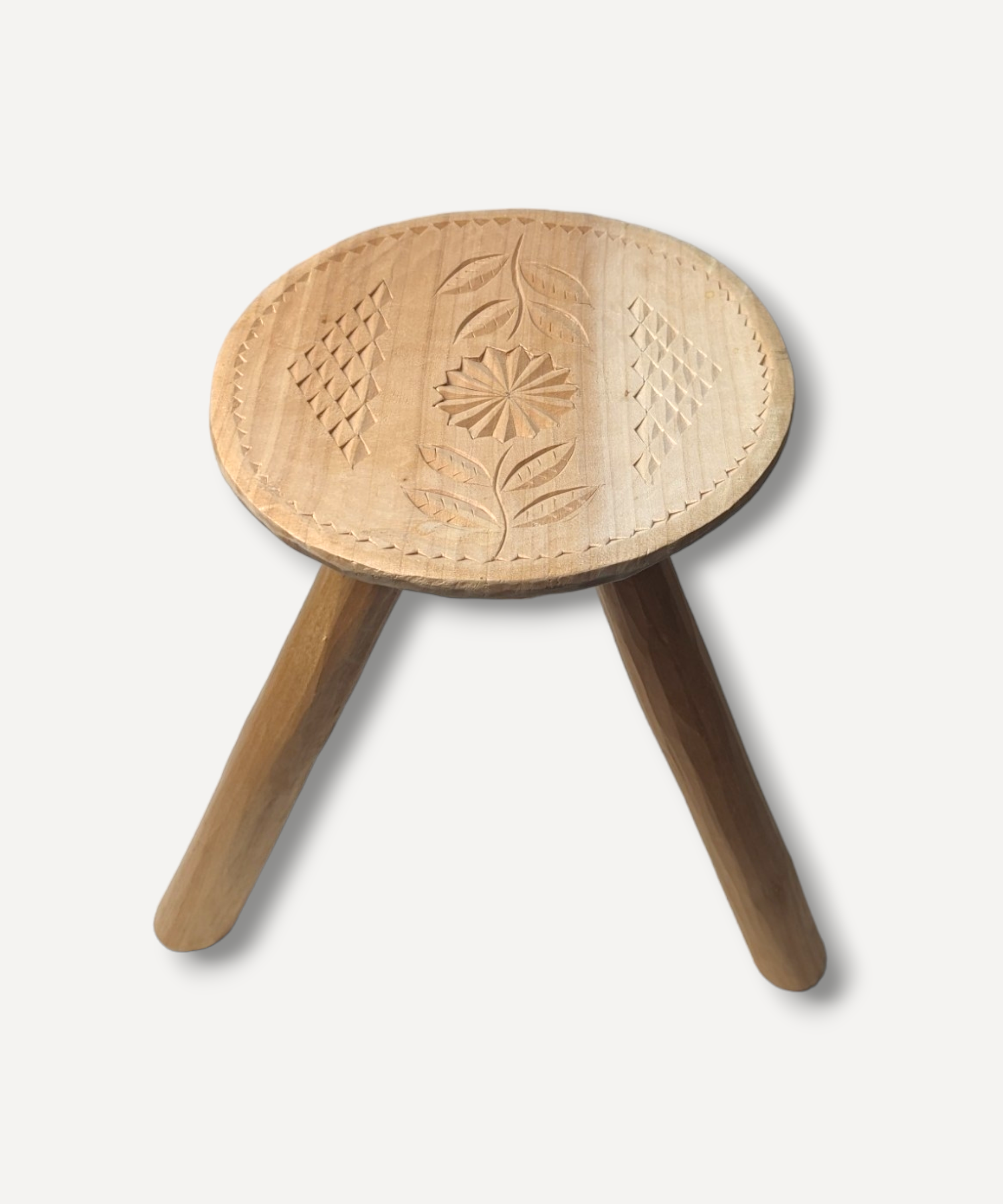 Wooden Stool with Motif