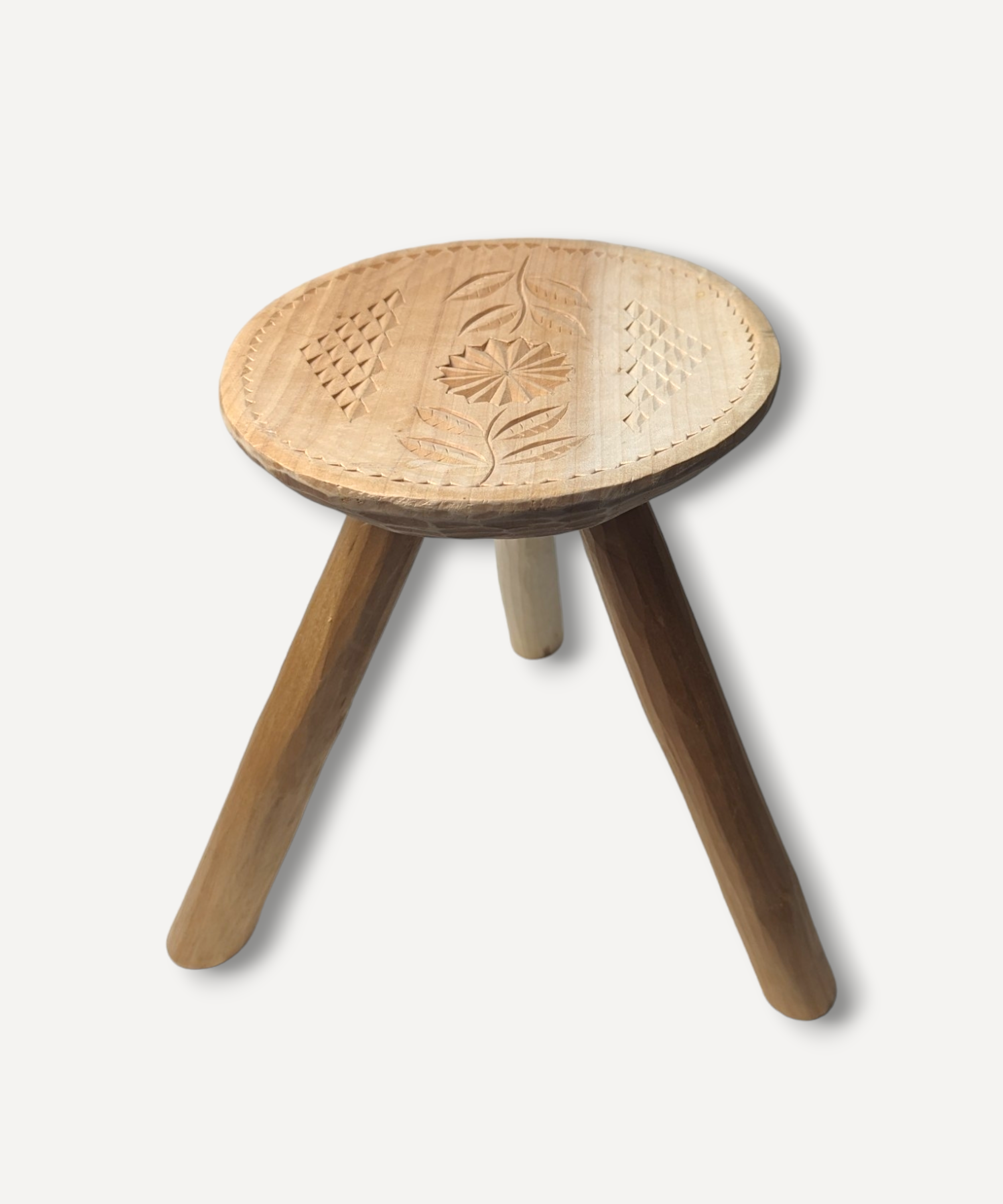Wooden Stool with Motif