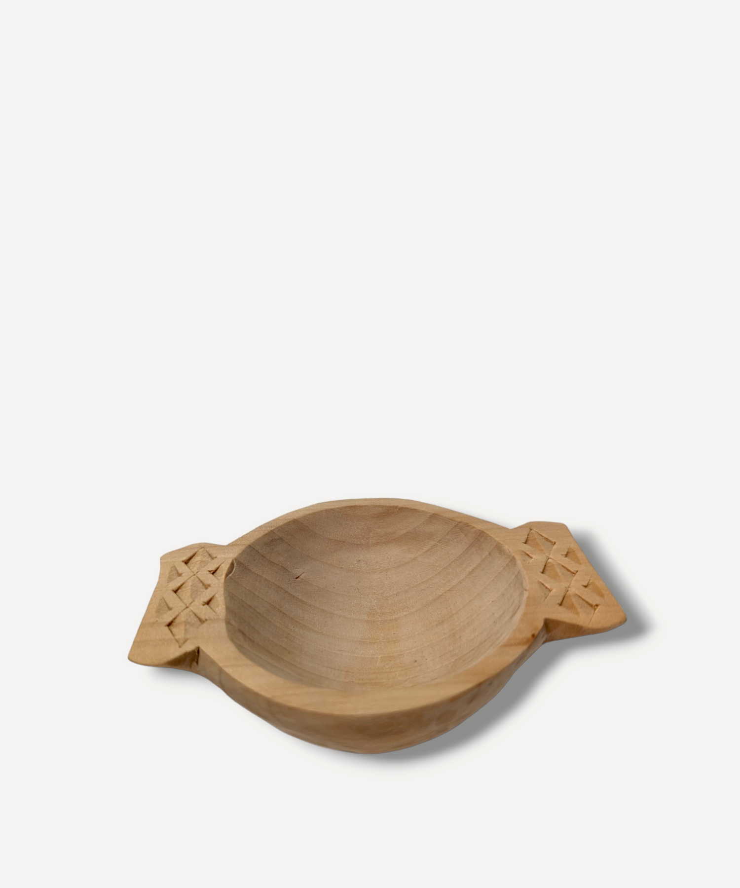 Wooden Bowl with Carved Handles