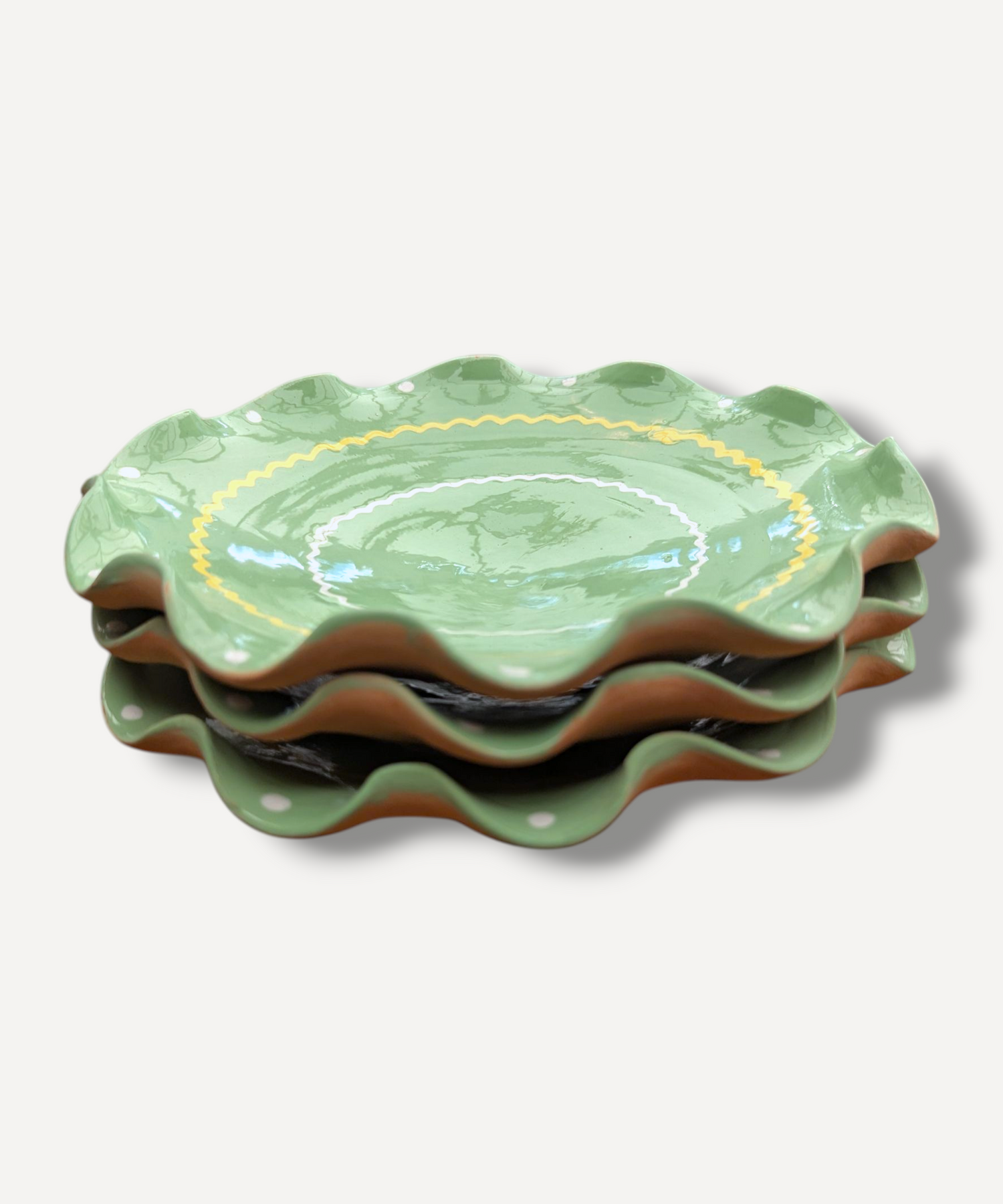 Pistachio Green - Large Ripple Servings Plate / 25cm