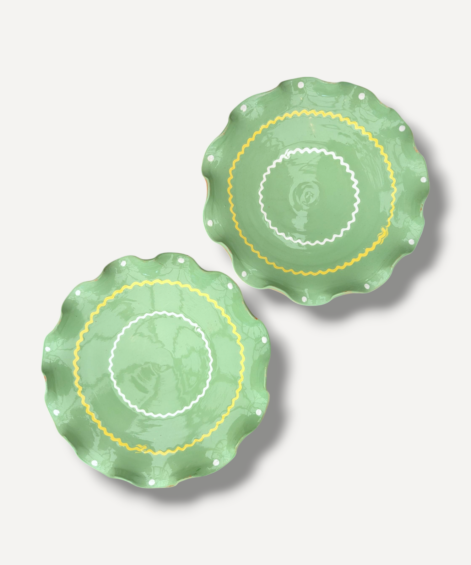 Pistachio Green - Large Ripple Servings Plate / 25cm