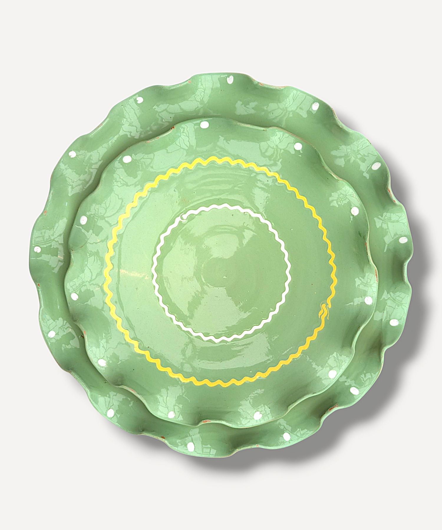 Pistachio Green - Large Ripple Servings Plate / 25cm