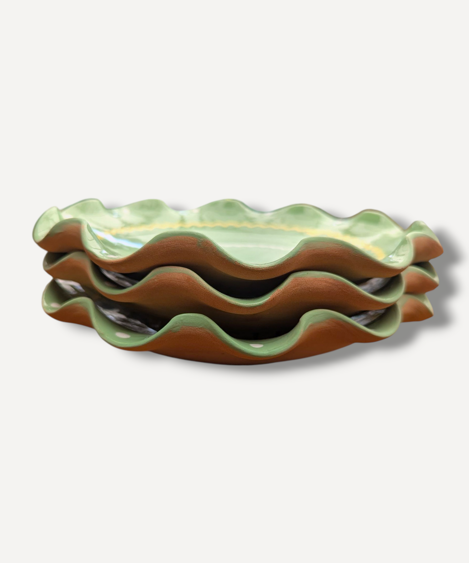 Pistachio Green - Large Ripple Servings Plate / 25cm