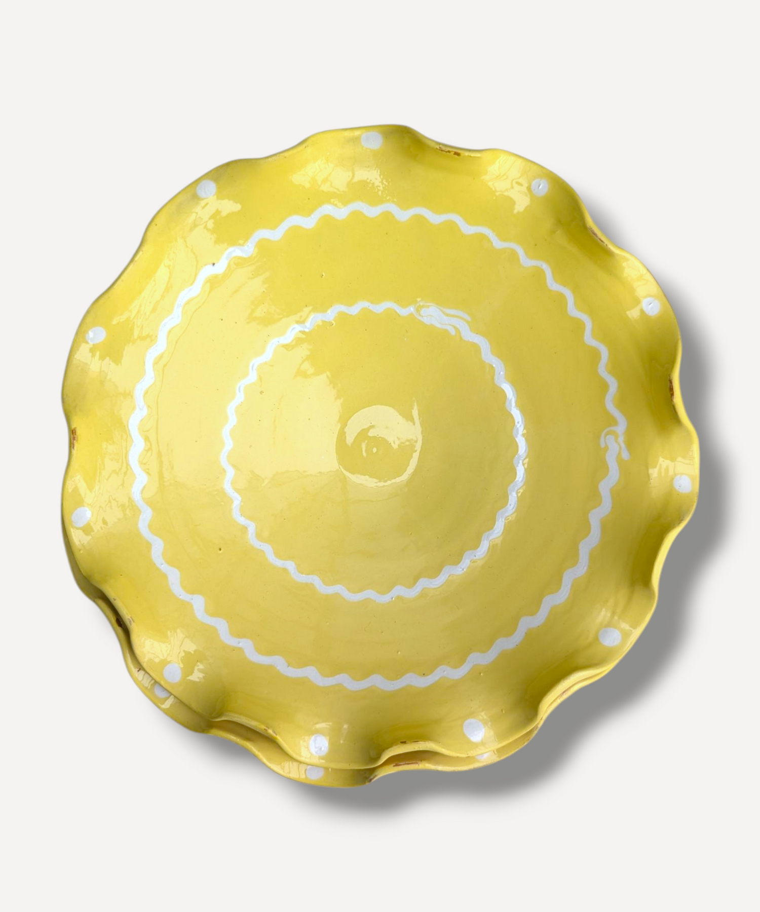 Lemon Yellow - Large Ripple Servings Plate / 25cm