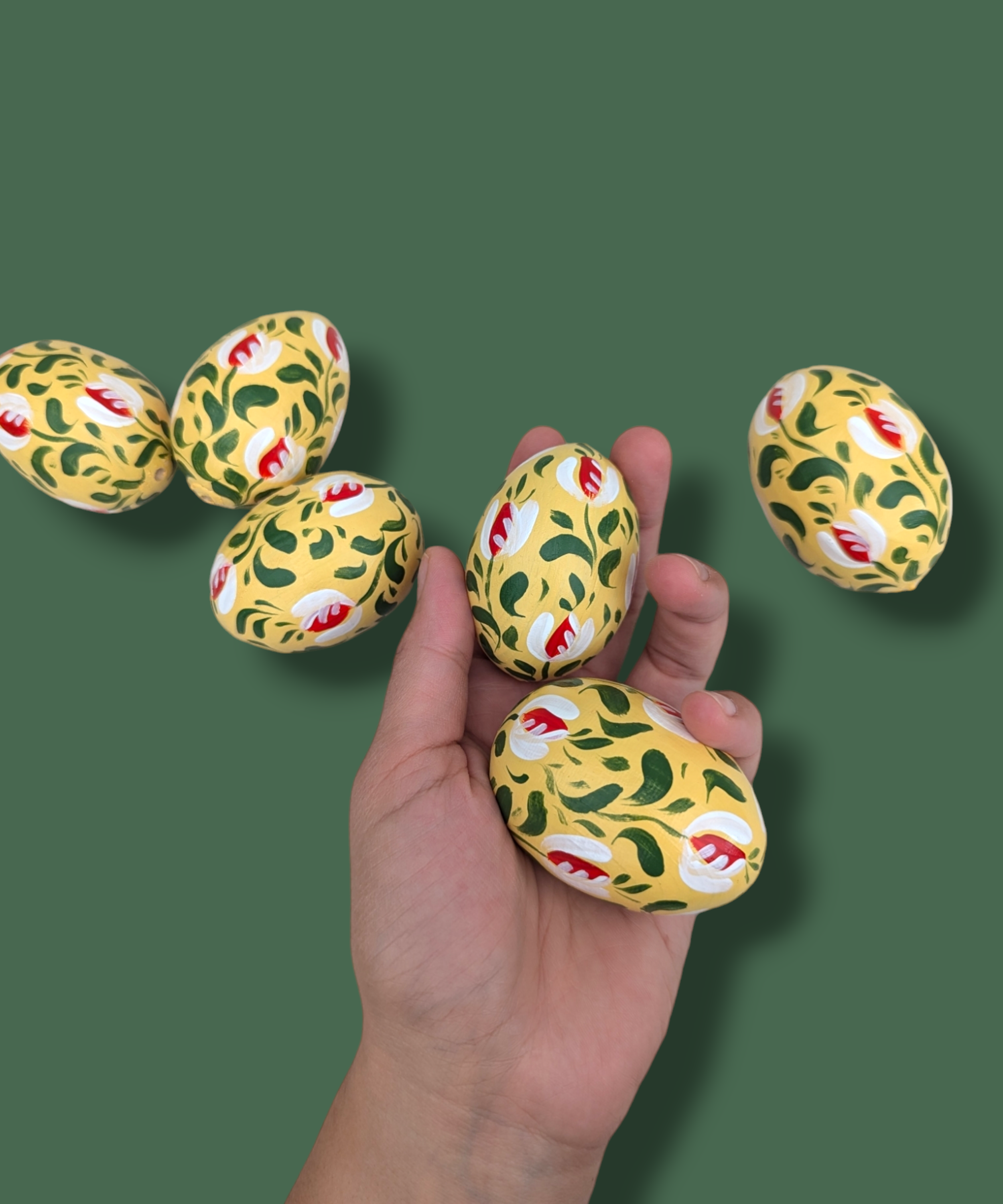 Yellow Tulip - Hand Painted Wooden Eggs