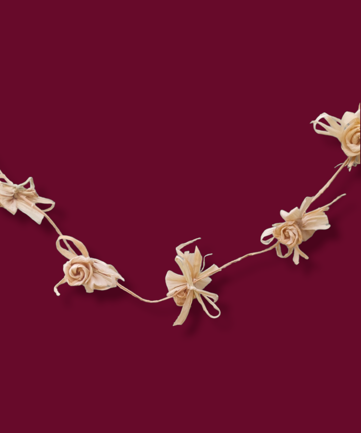 Casa De Folklore Handwoven Corn Husk Floral Garland