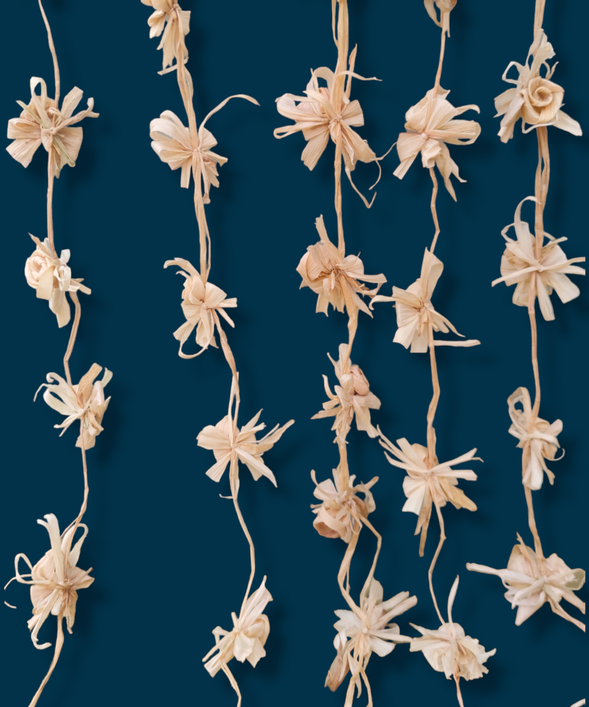 Casa De Folklore Handwoven Corn Husk Floral Garland