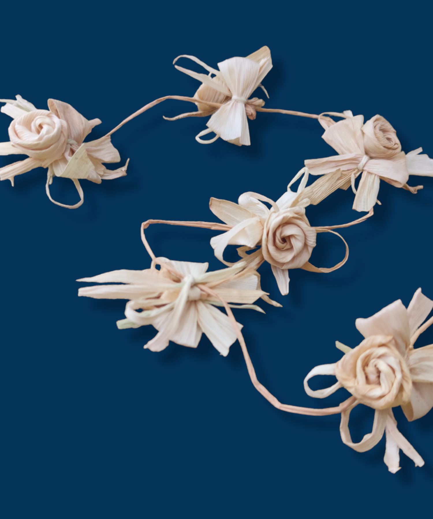 Handwoven Corn Husk Floral Garland