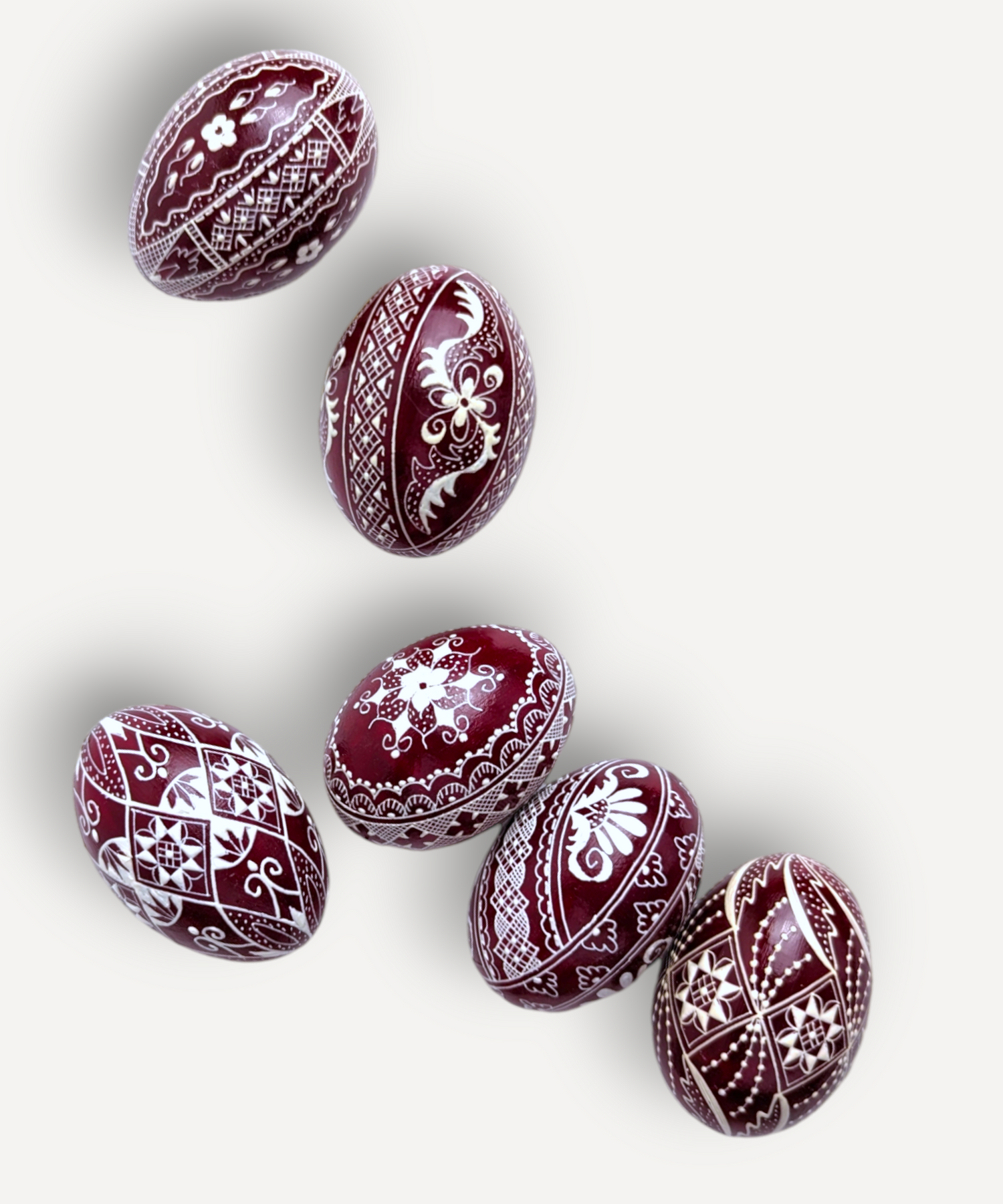 Deep Red Hand-Decorated Egg