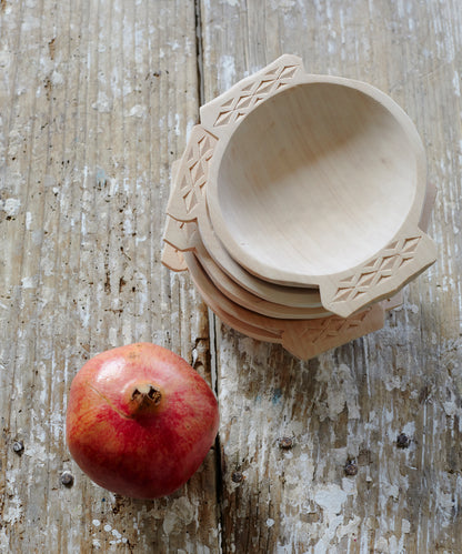 Wooden Bowl with Carved Handles