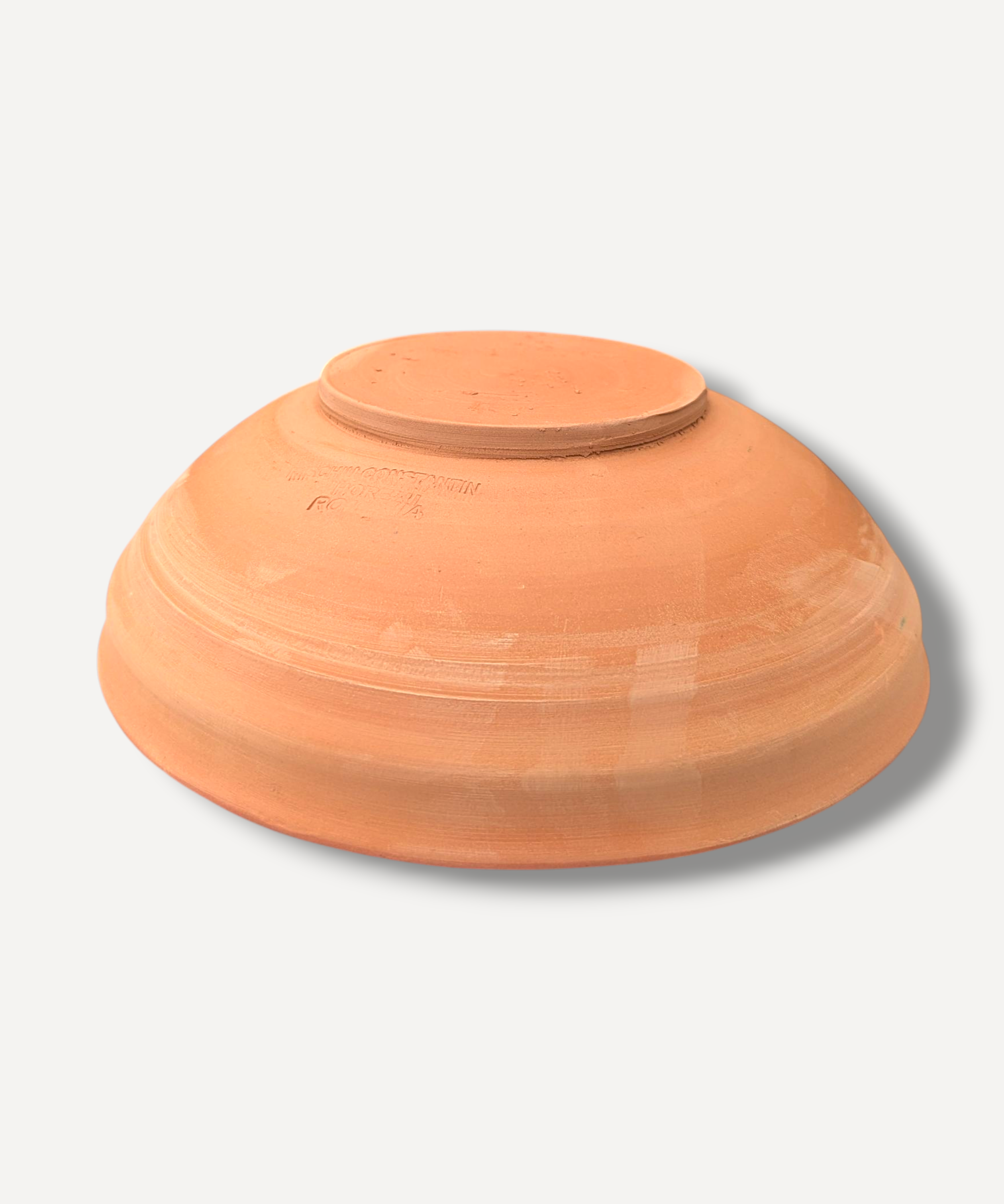 Terracotta-colored bowl on a light gray background